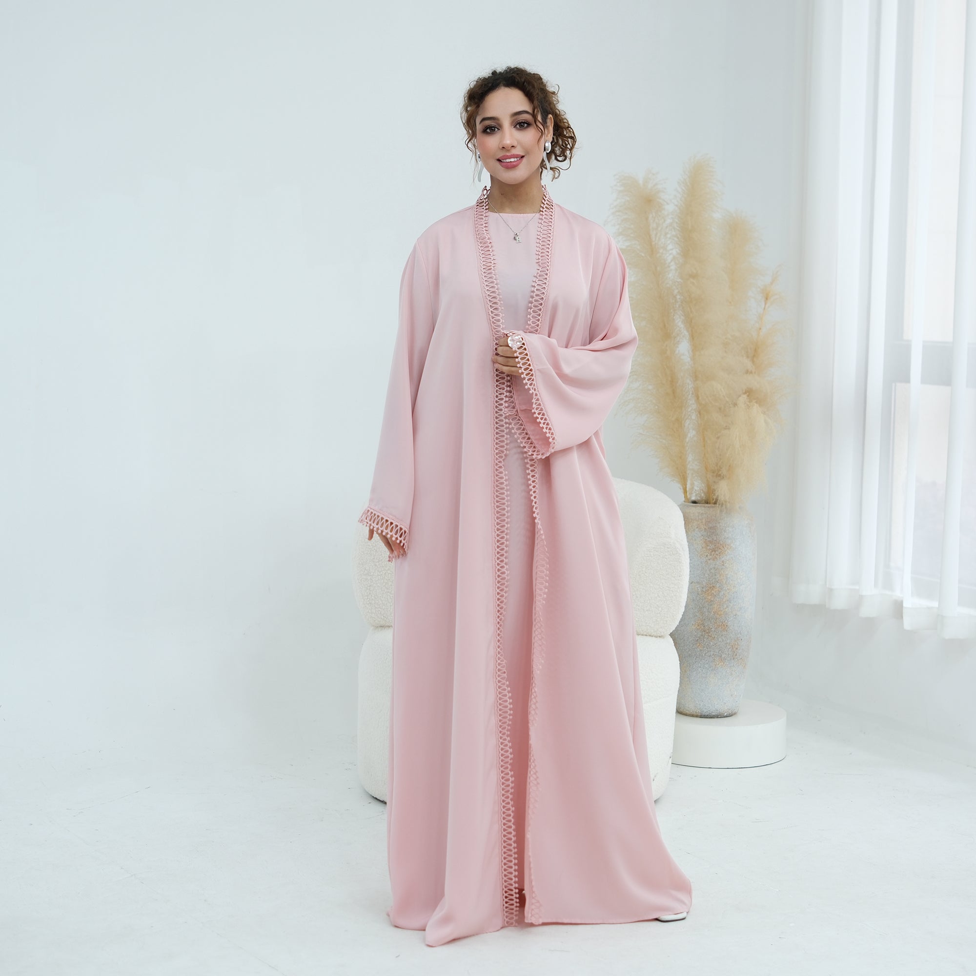Stylish large-size lace-trimmed cardigan + two-piece set LR1182 as an undergarment