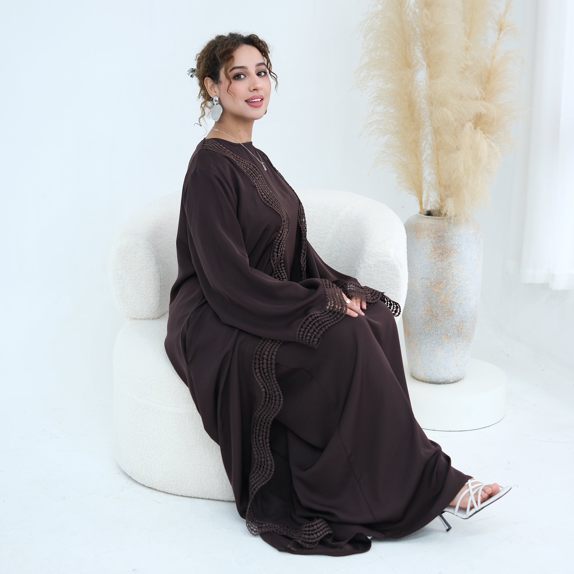 Long-sleeved cardigan + matching dress two-piece set LR1183