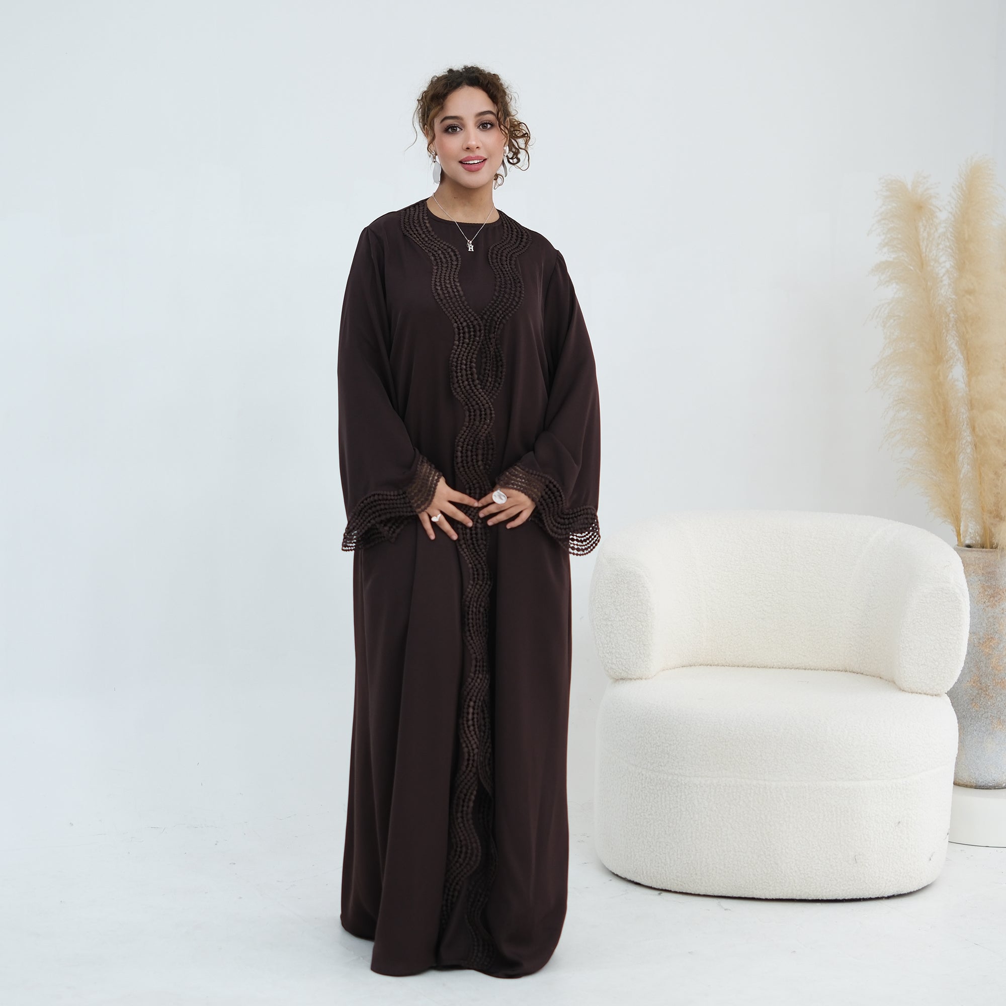Long-sleeved cardigan + matching dress two-piece set LR1183