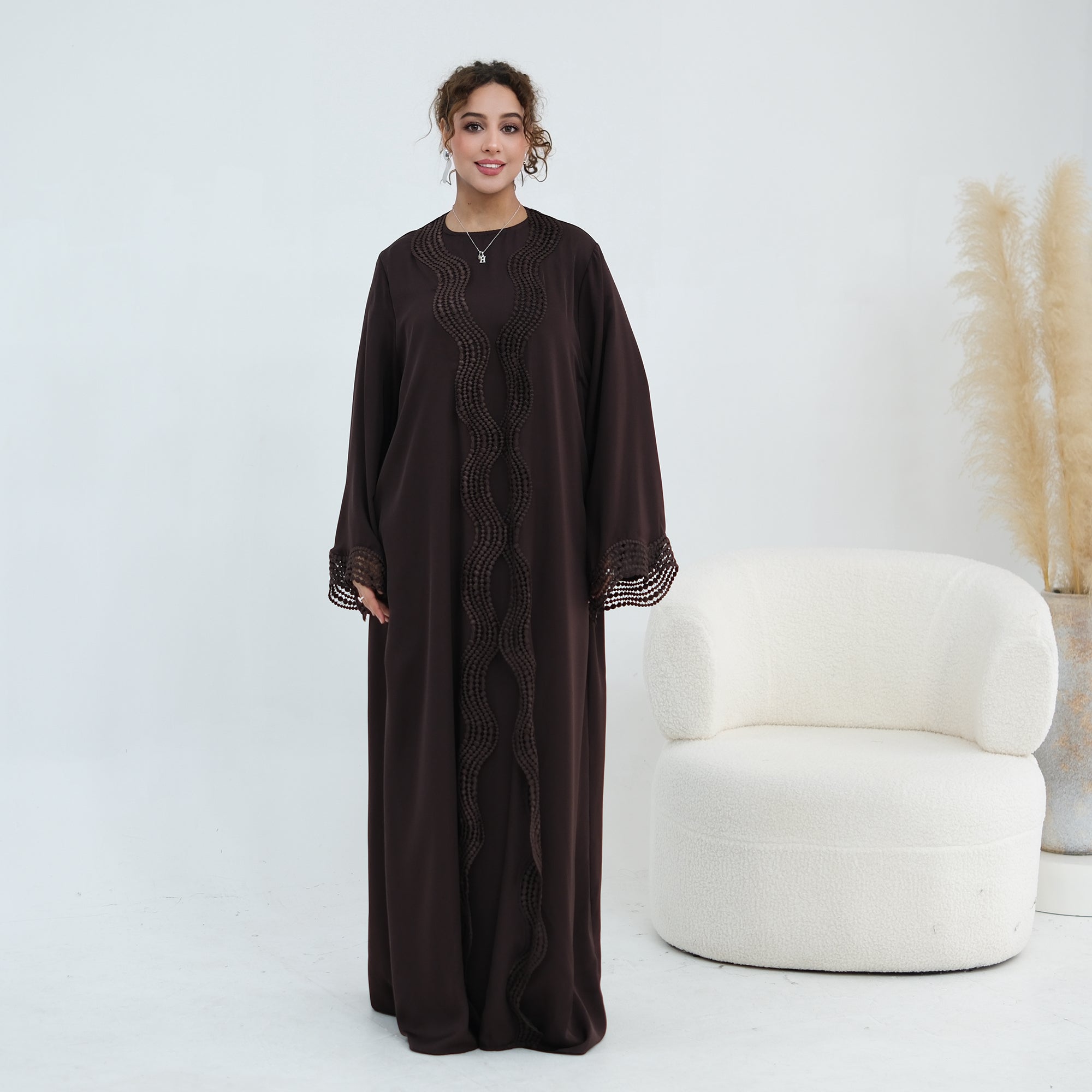 Long-sleeved cardigan + matching dress two-piece set LR1183