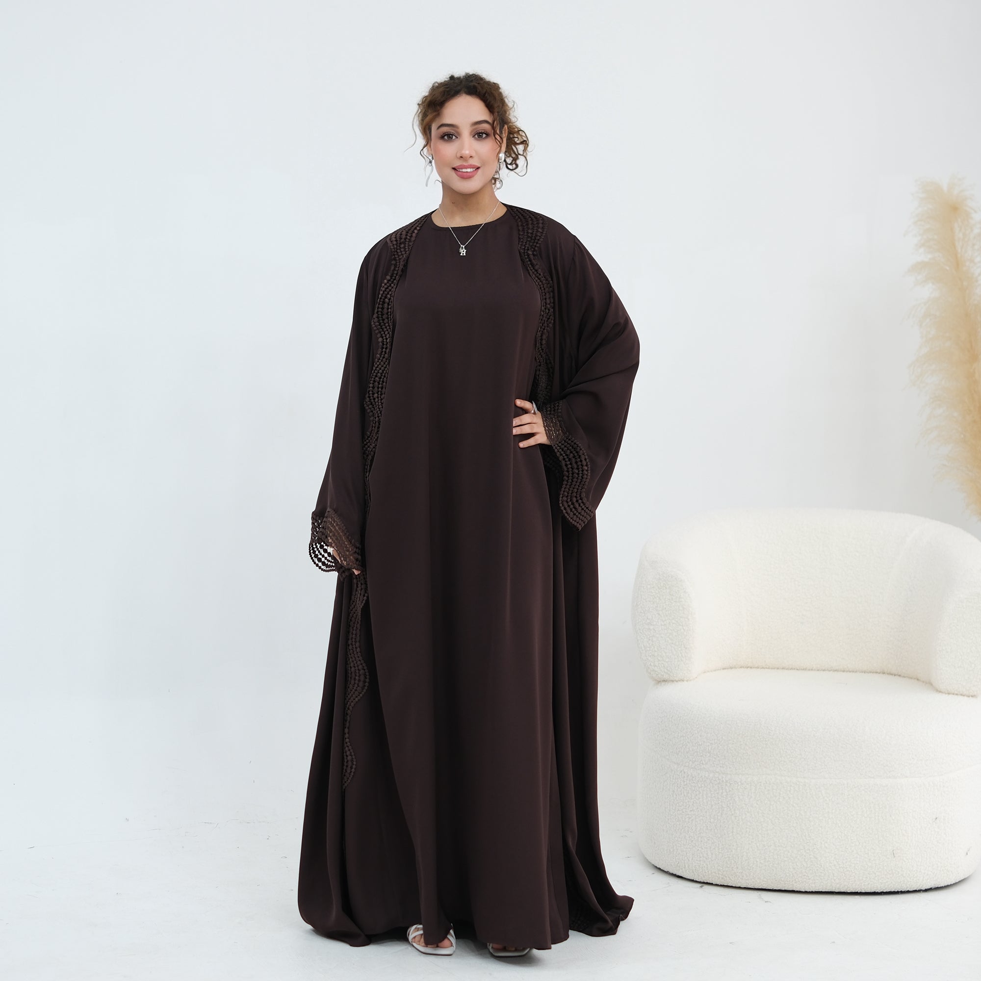 Long-sleeved cardigan + matching dress two-piece set LR1183