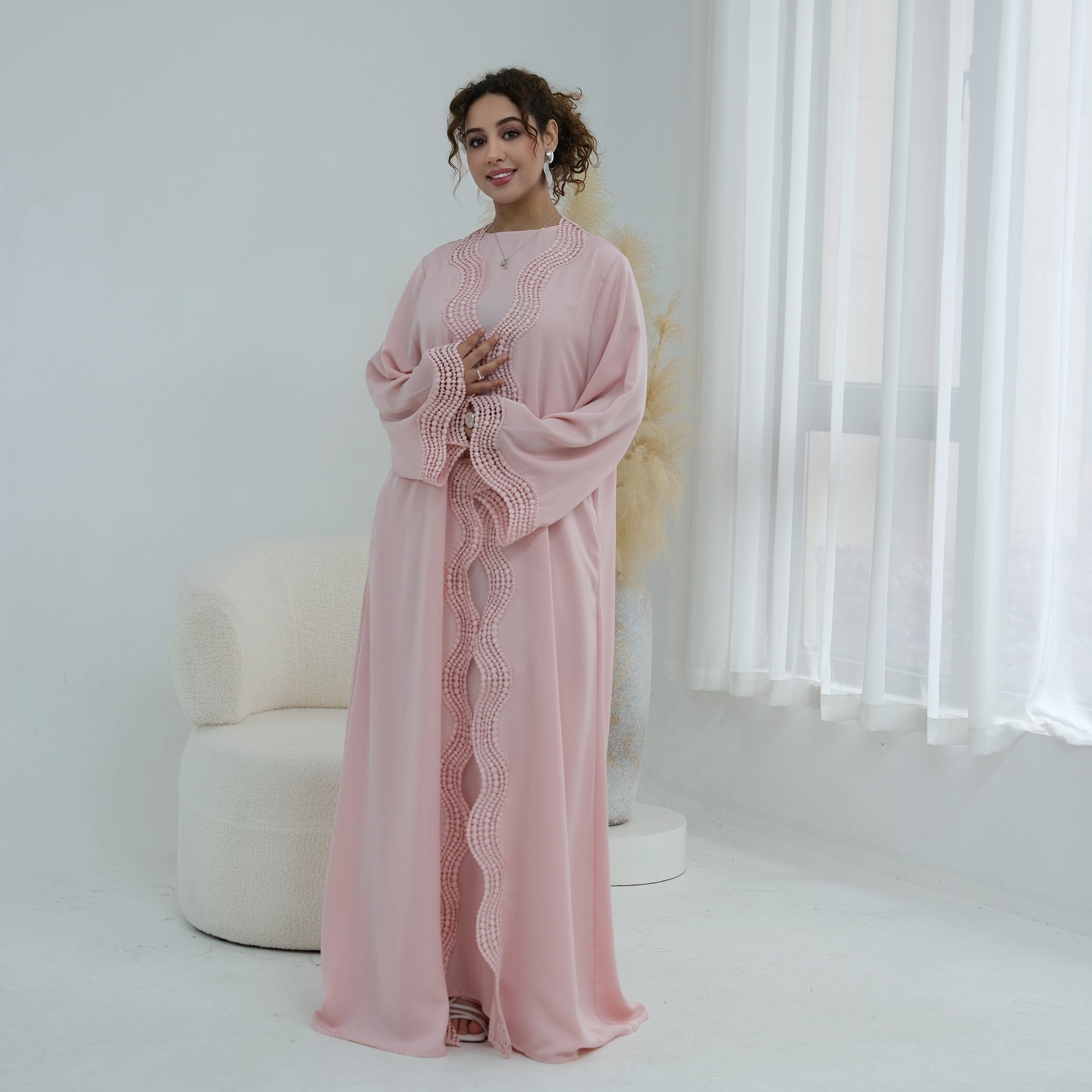 Long-sleeved cardigan + matching dress two-piece set LR1183