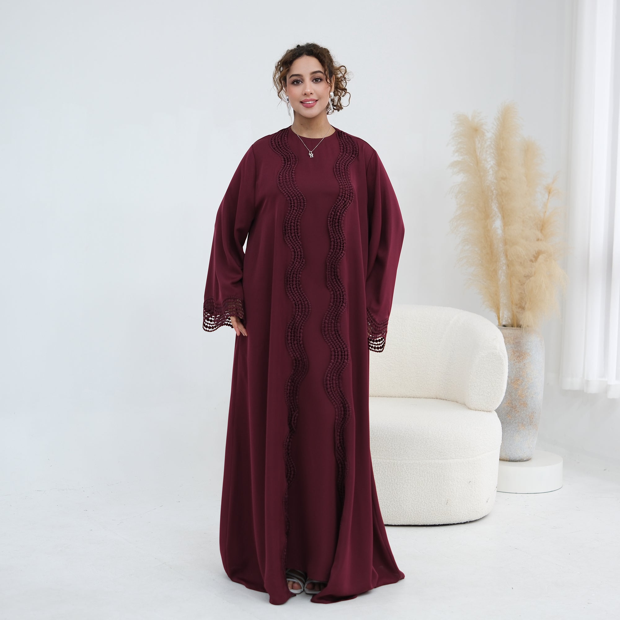 Long-sleeved cardigan + matching dress two-piece set LR1183