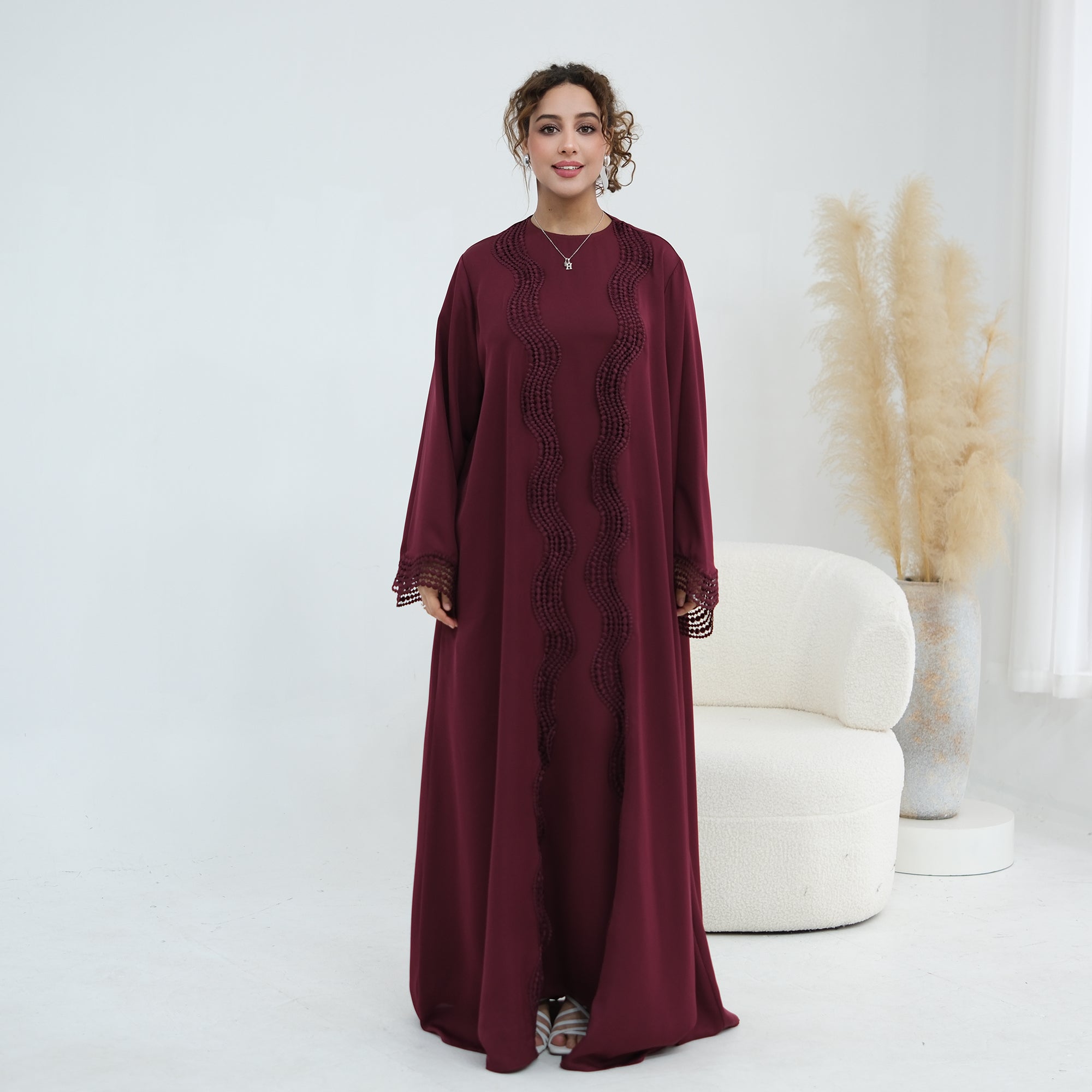 Long-sleeved cardigan + matching dress two-piece set LR1183
