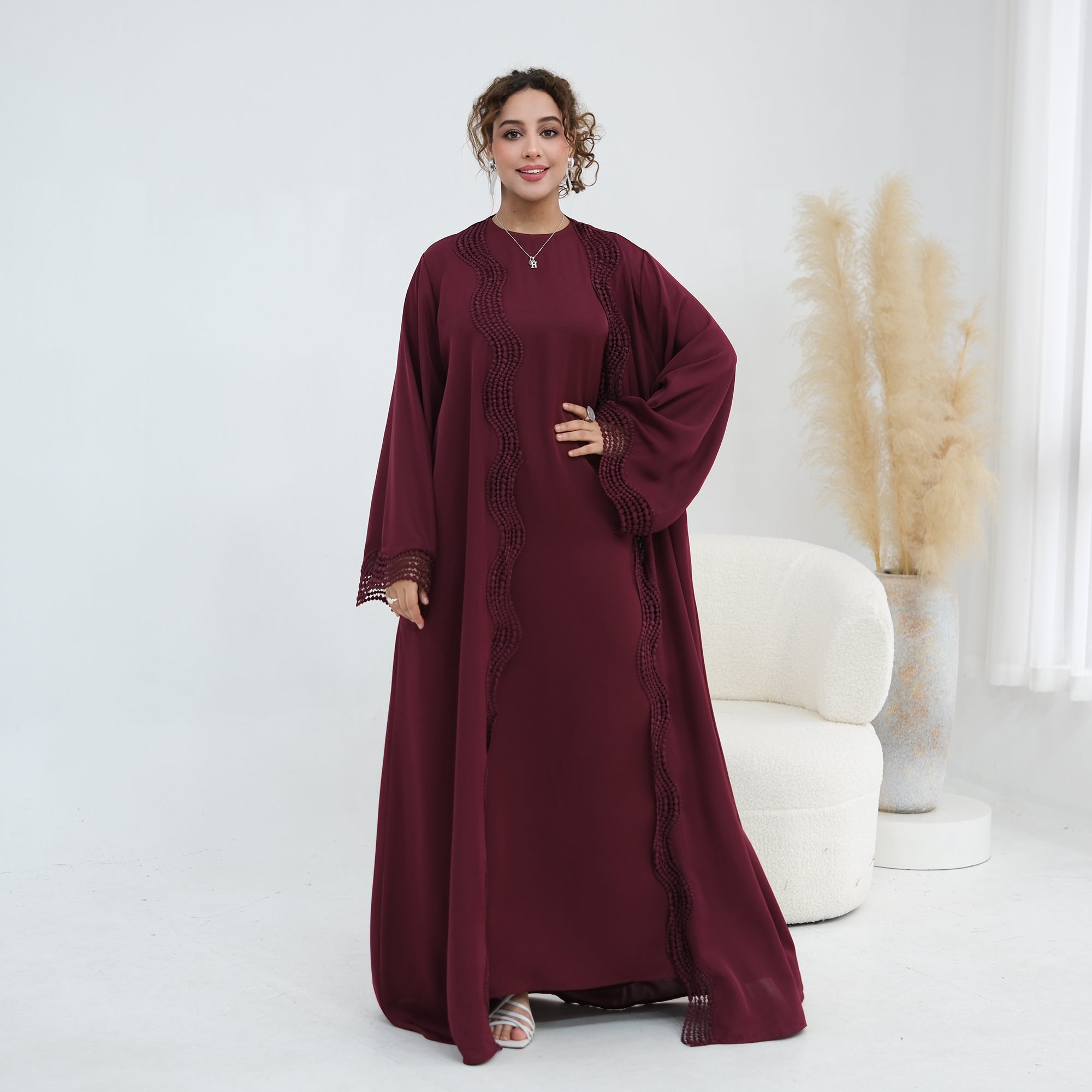 Long-sleeved cardigan + matching dress two-piece set LR1183