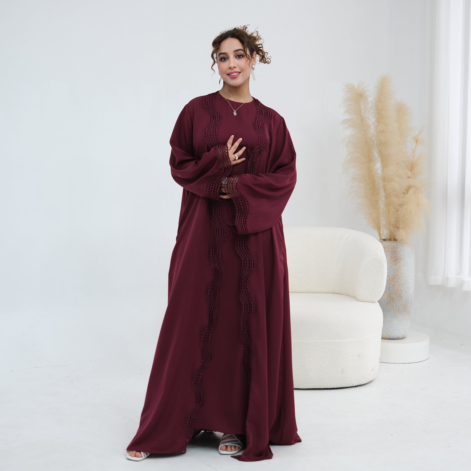 Long-sleeved cardigan + matching dress two-piece set LR1183
