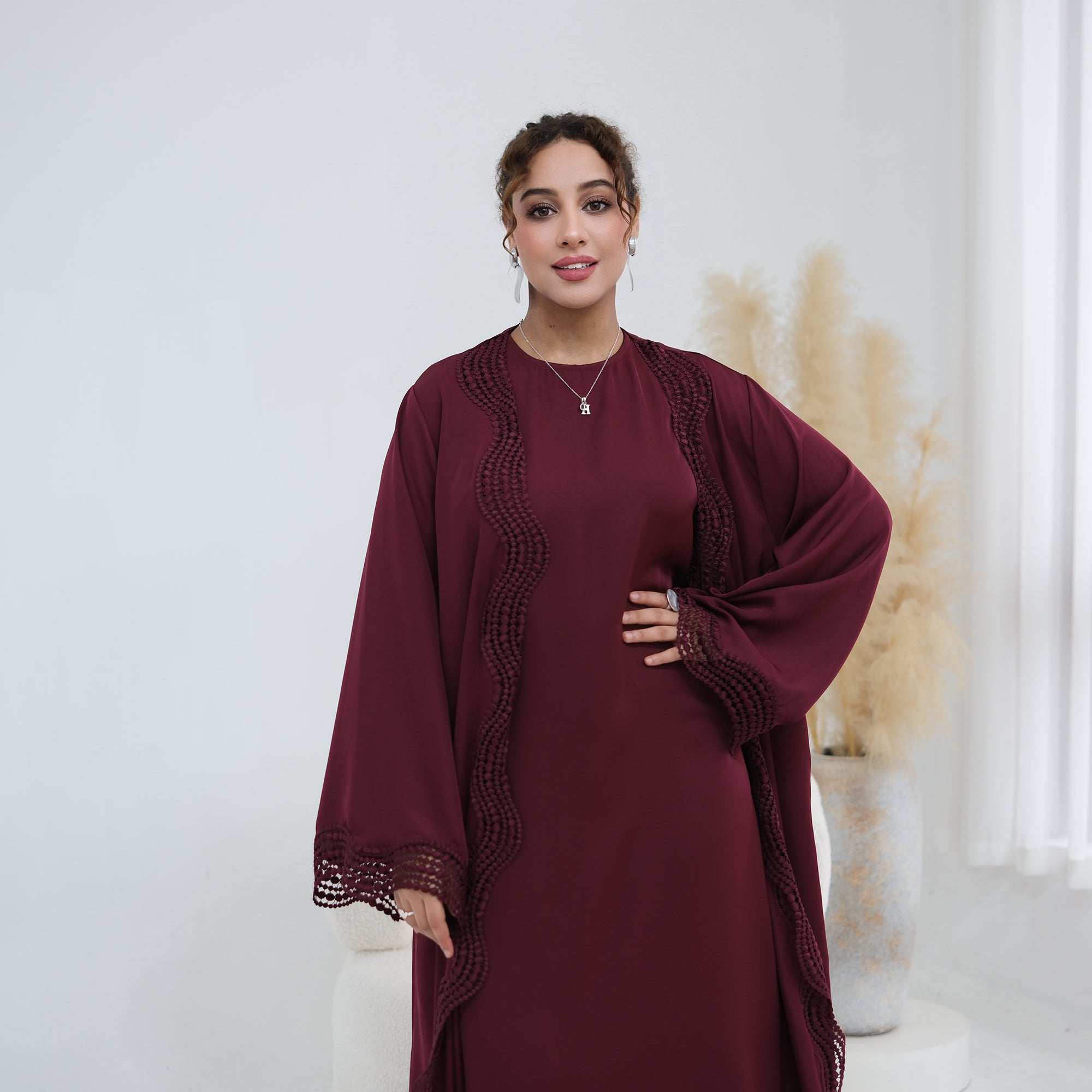 Long-sleeved cardigan + matching dress two-piece set LR1183