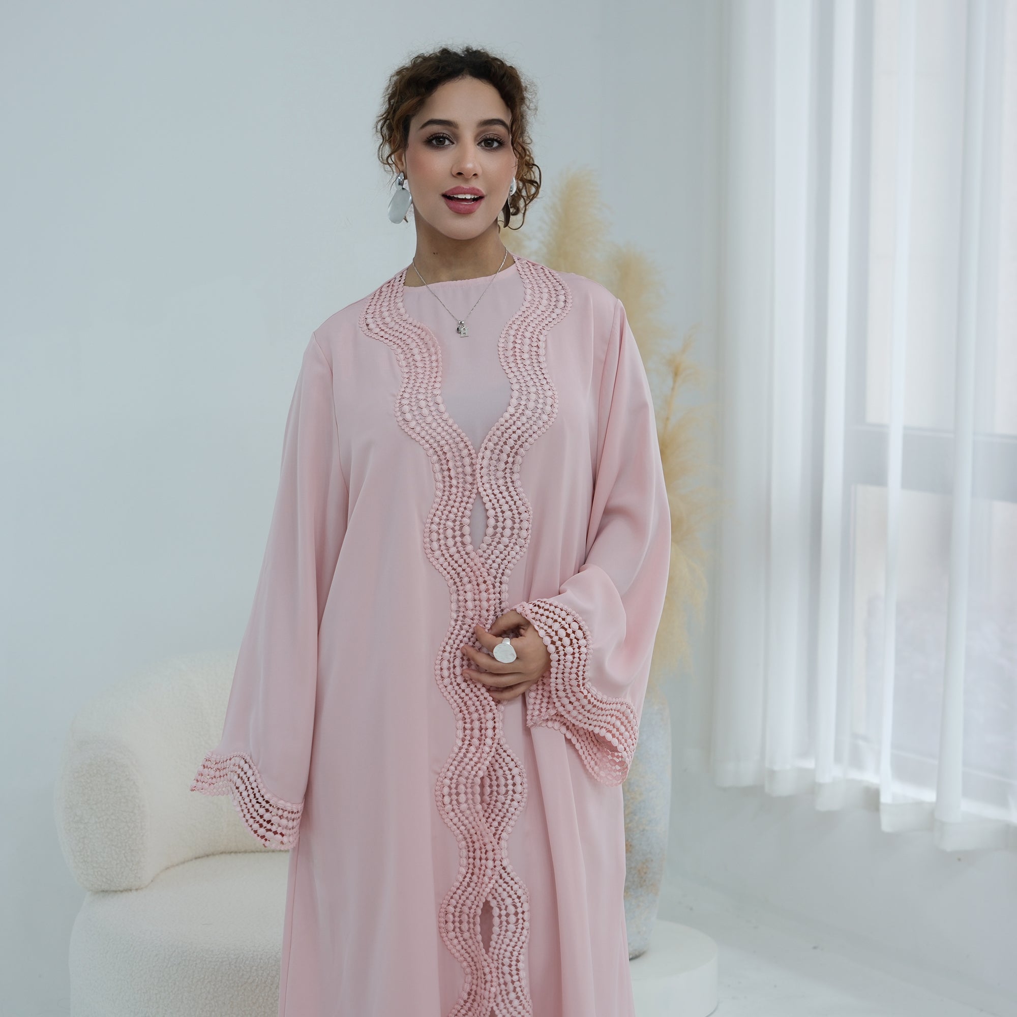 Long-sleeved cardigan + matching dress two-piece set LR1183