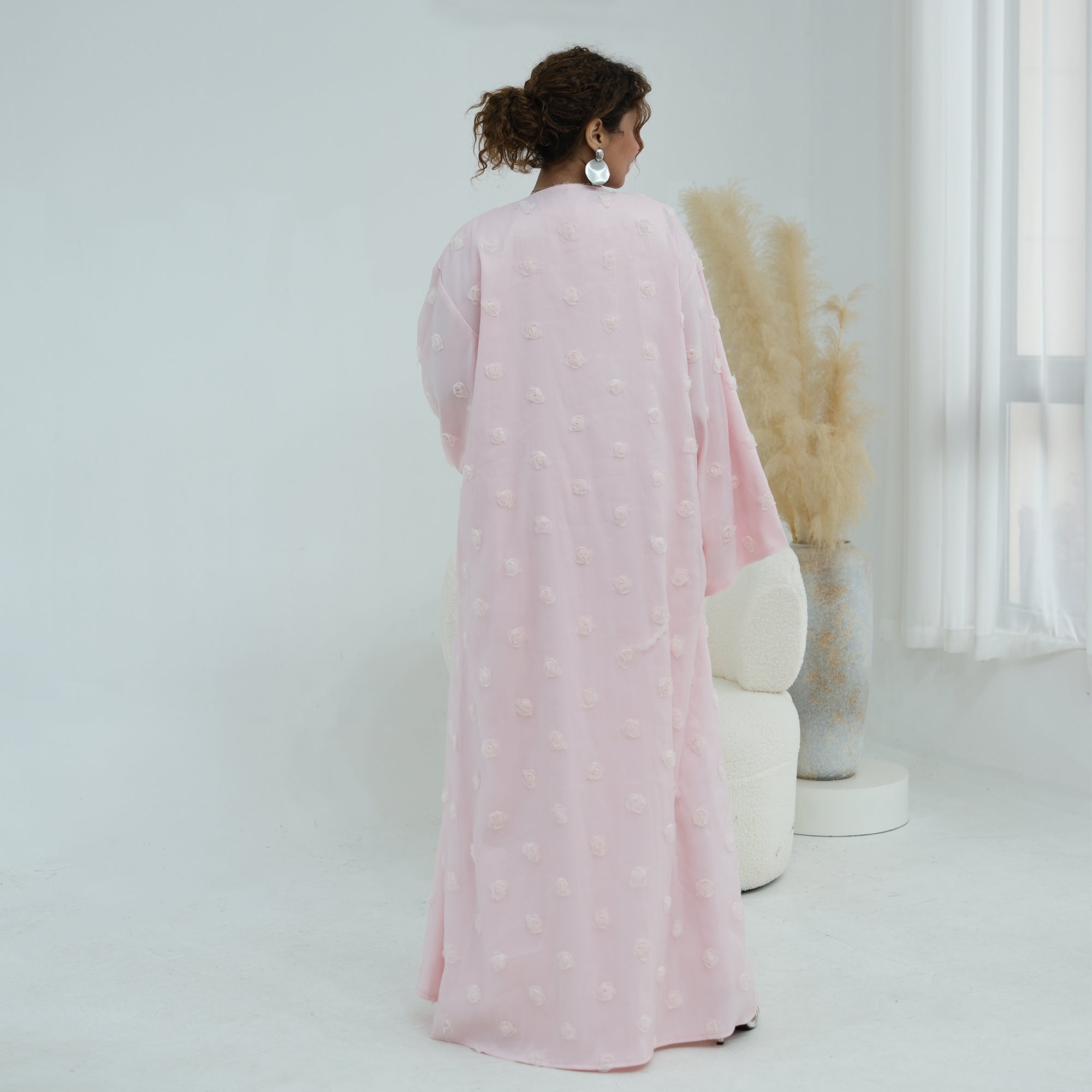Large size three-dimensional flower decoration double-layer cardigan + scarf two-piece set LR1187