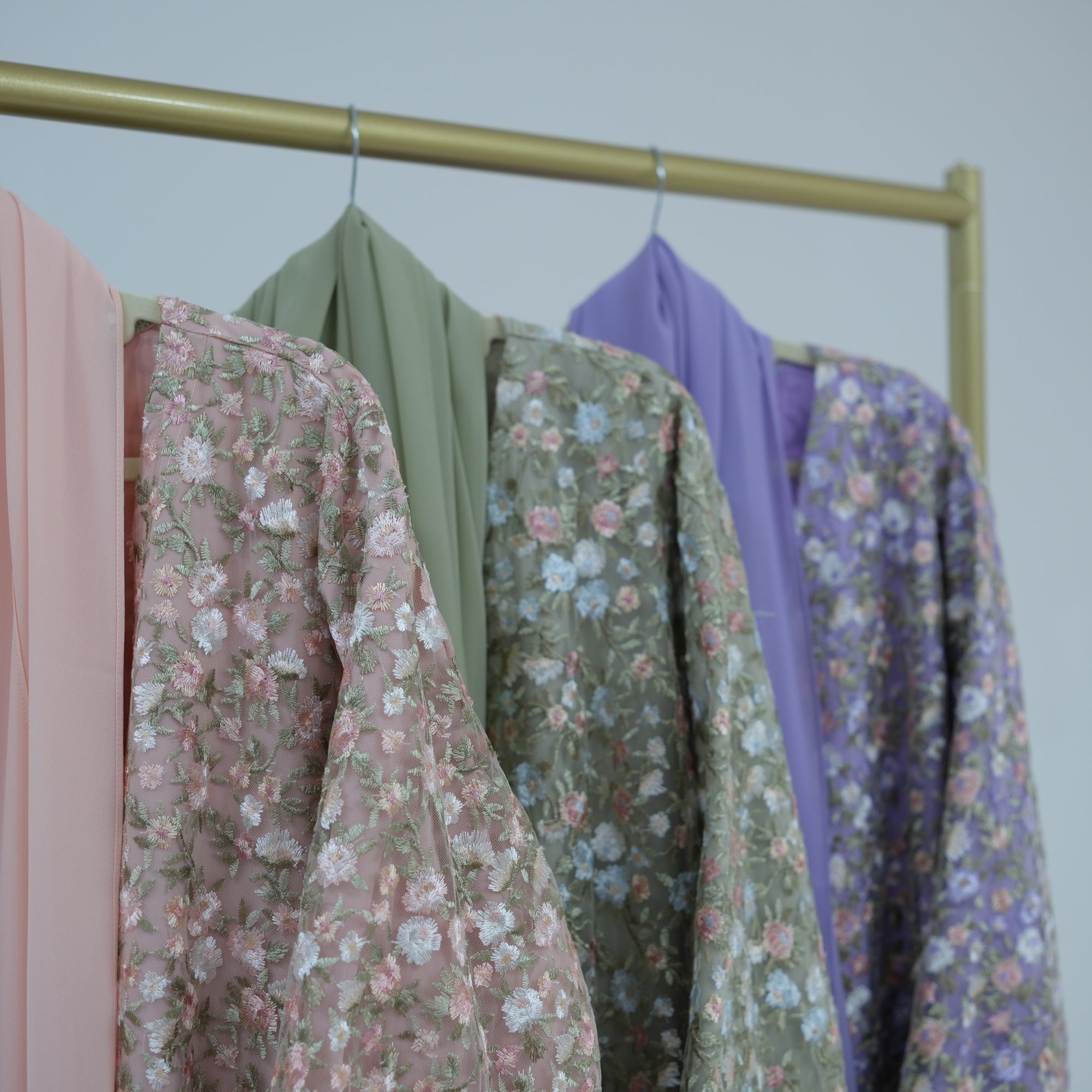 Large-size full-body floral embroidery double-layer cardigan + scarf LR1188