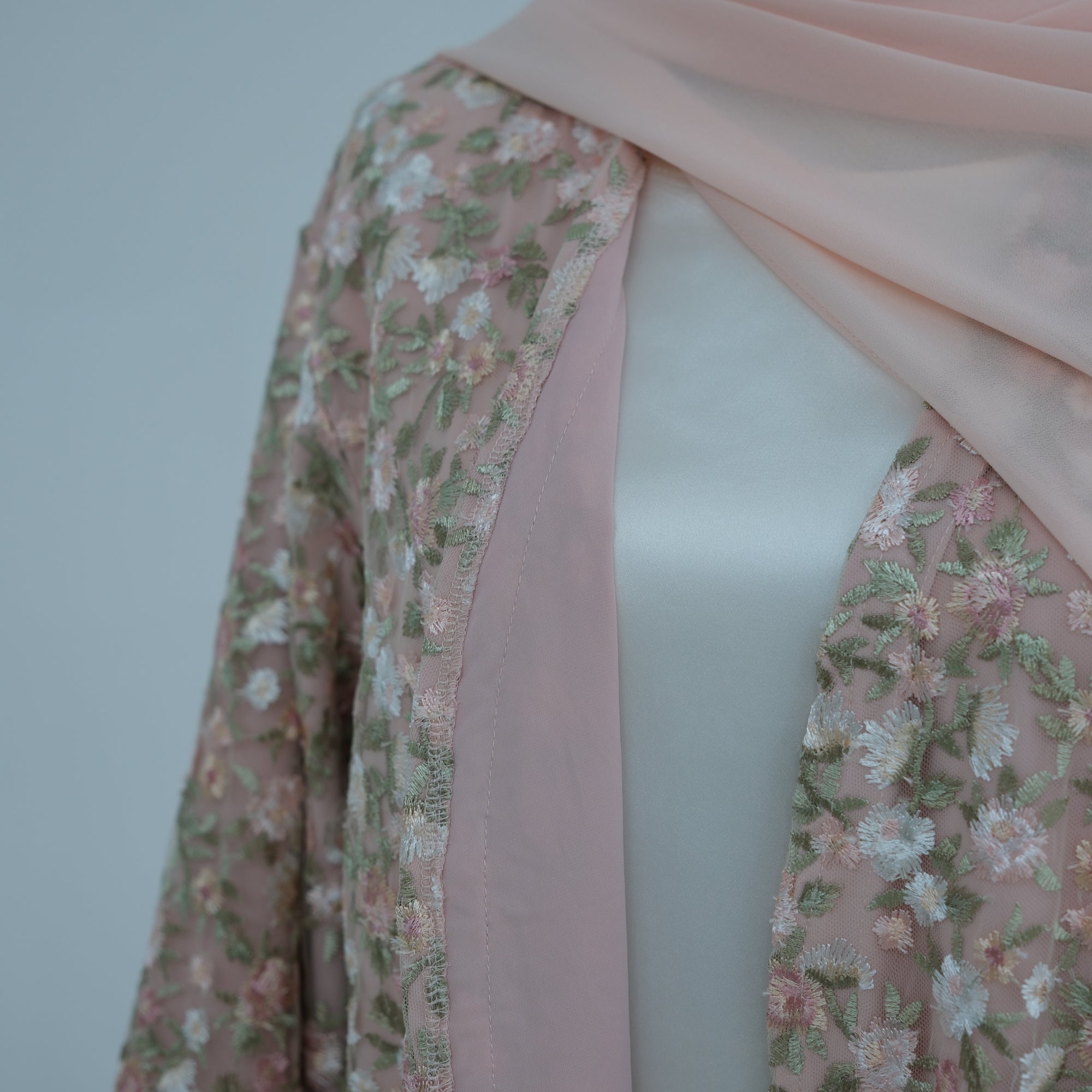 Large-size full-body floral embroidery double-layer cardigan + scarf LR1188