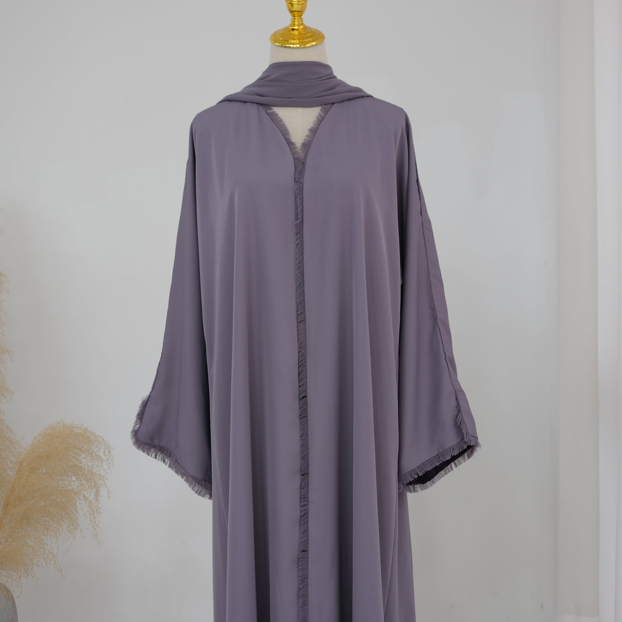 Two-way reversible double-layer loose cardigan + scarf two-piece set LR1194