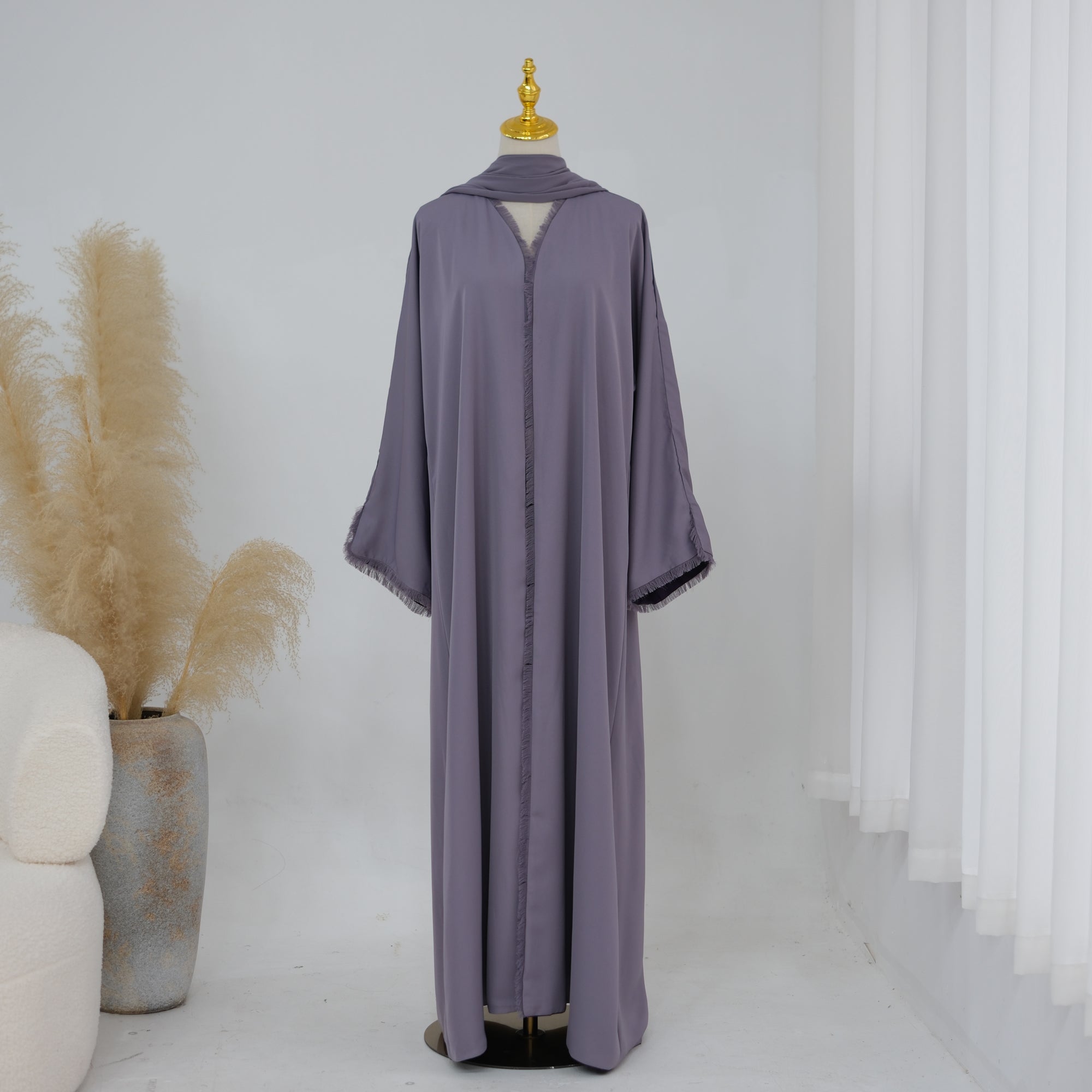 Two-way reversible double-layer loose cardigan + scarf two-piece set LR1194