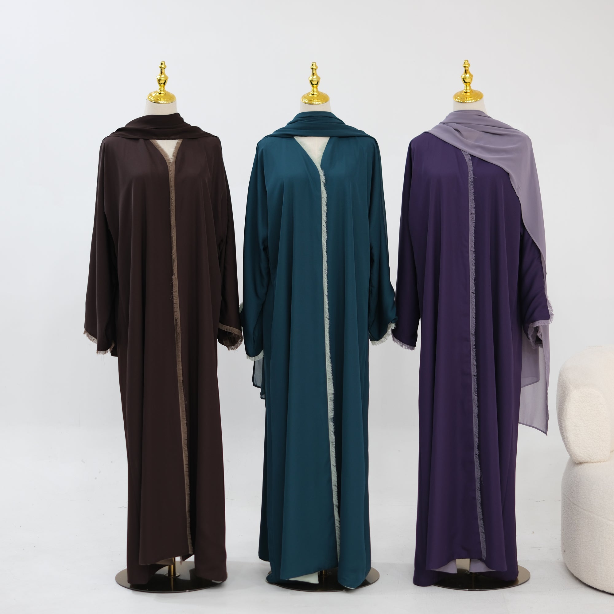 Two-way reversible double-layer loose cardigan + scarf two-piece set LR1194