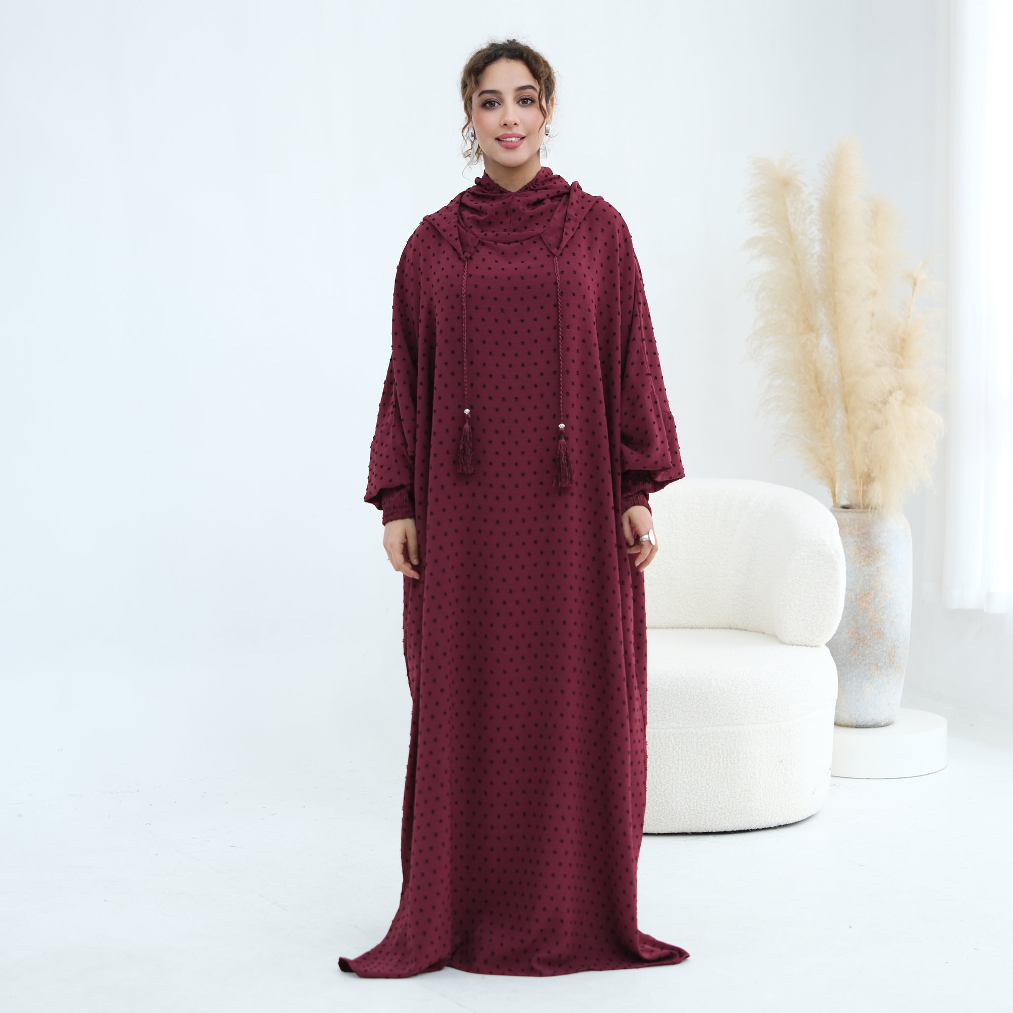 Tight cuff polka dot embroidery loose large dress LR1196