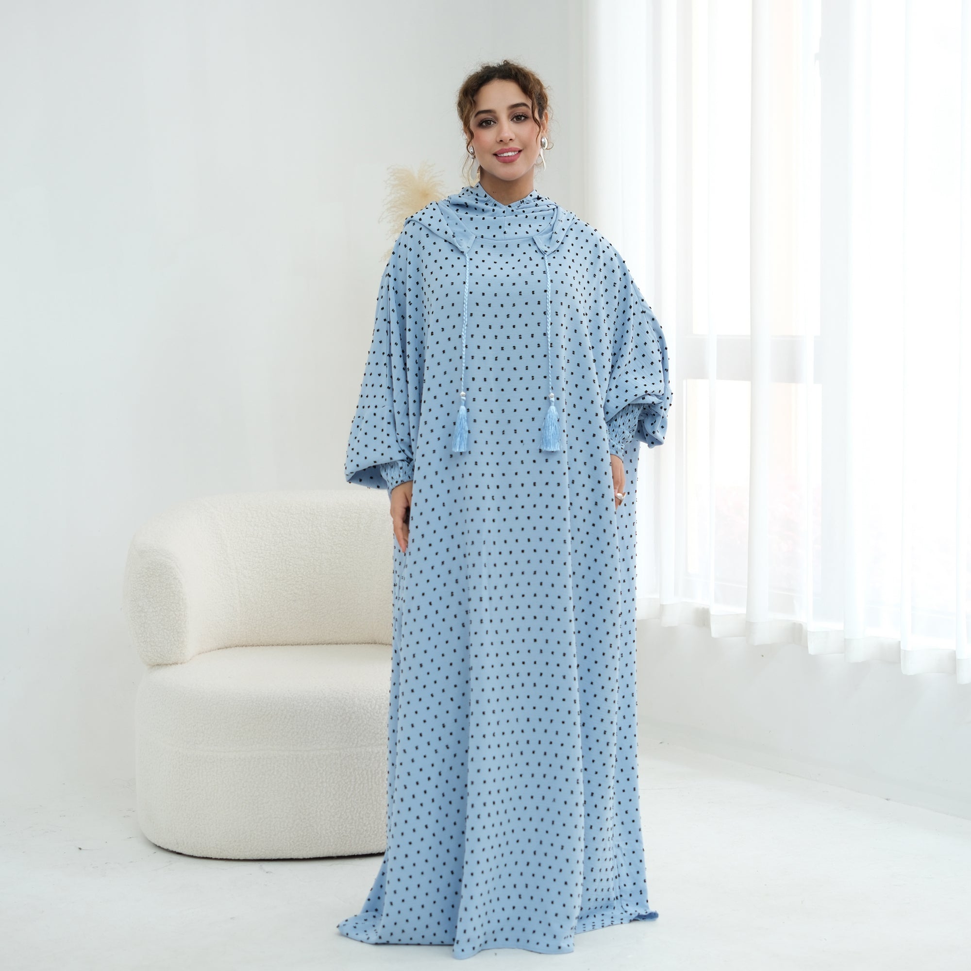 Tight cuff polka dot embroidery loose large dress LR1196