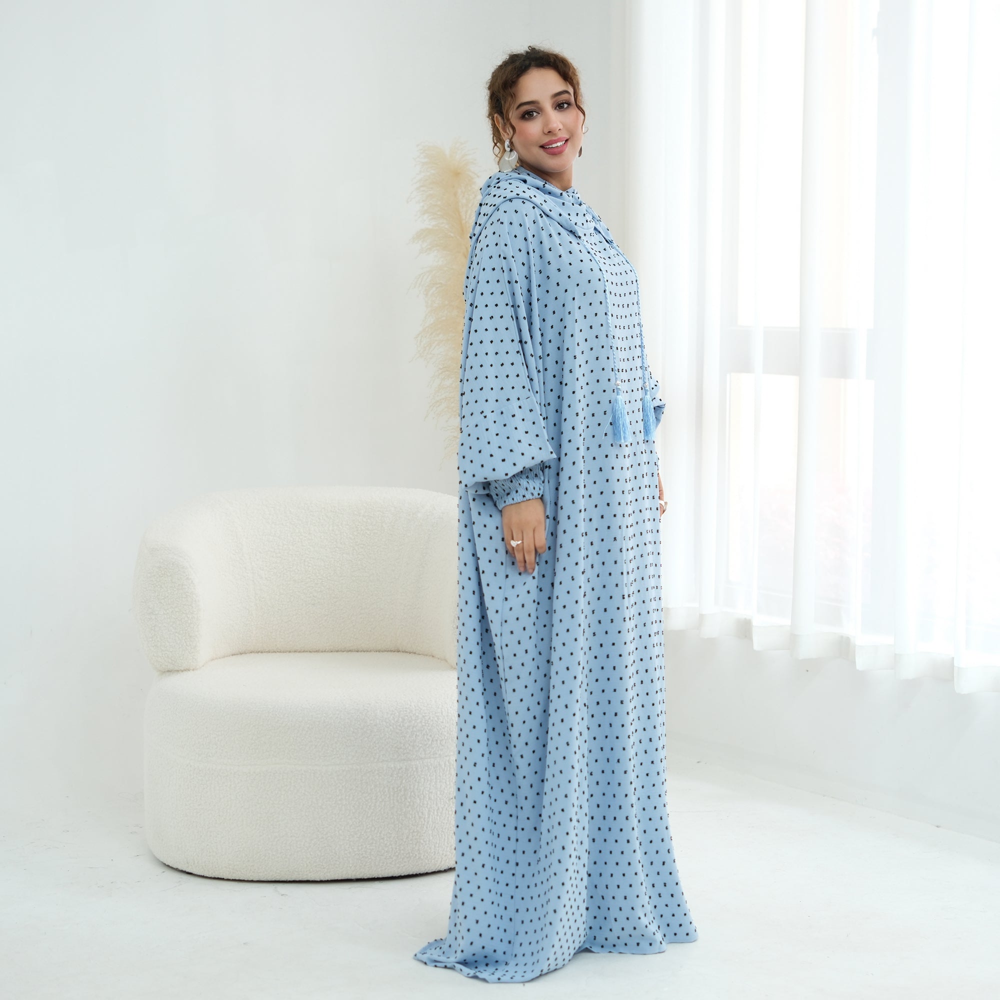 Tight cuff polka dot embroidery loose large dress LR1196
