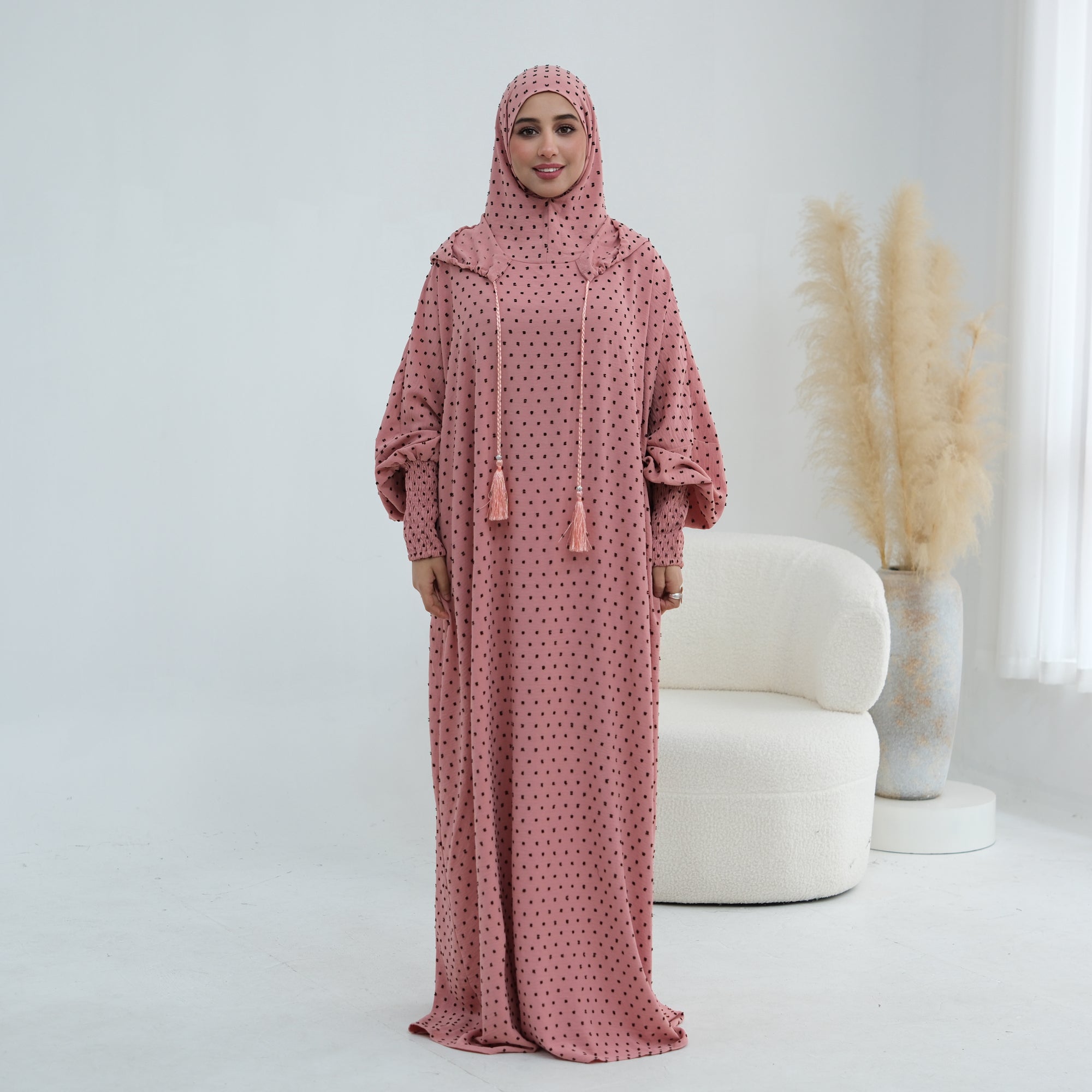 Tight cuff polka dot embroidery loose large dress LR1196