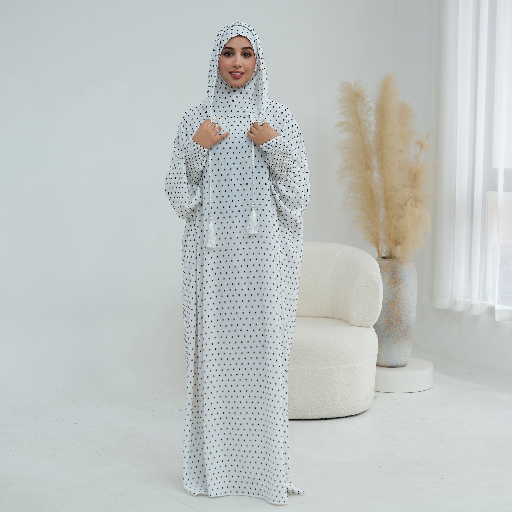 Tight cuff polka dot embroidery loose large dress LR1196