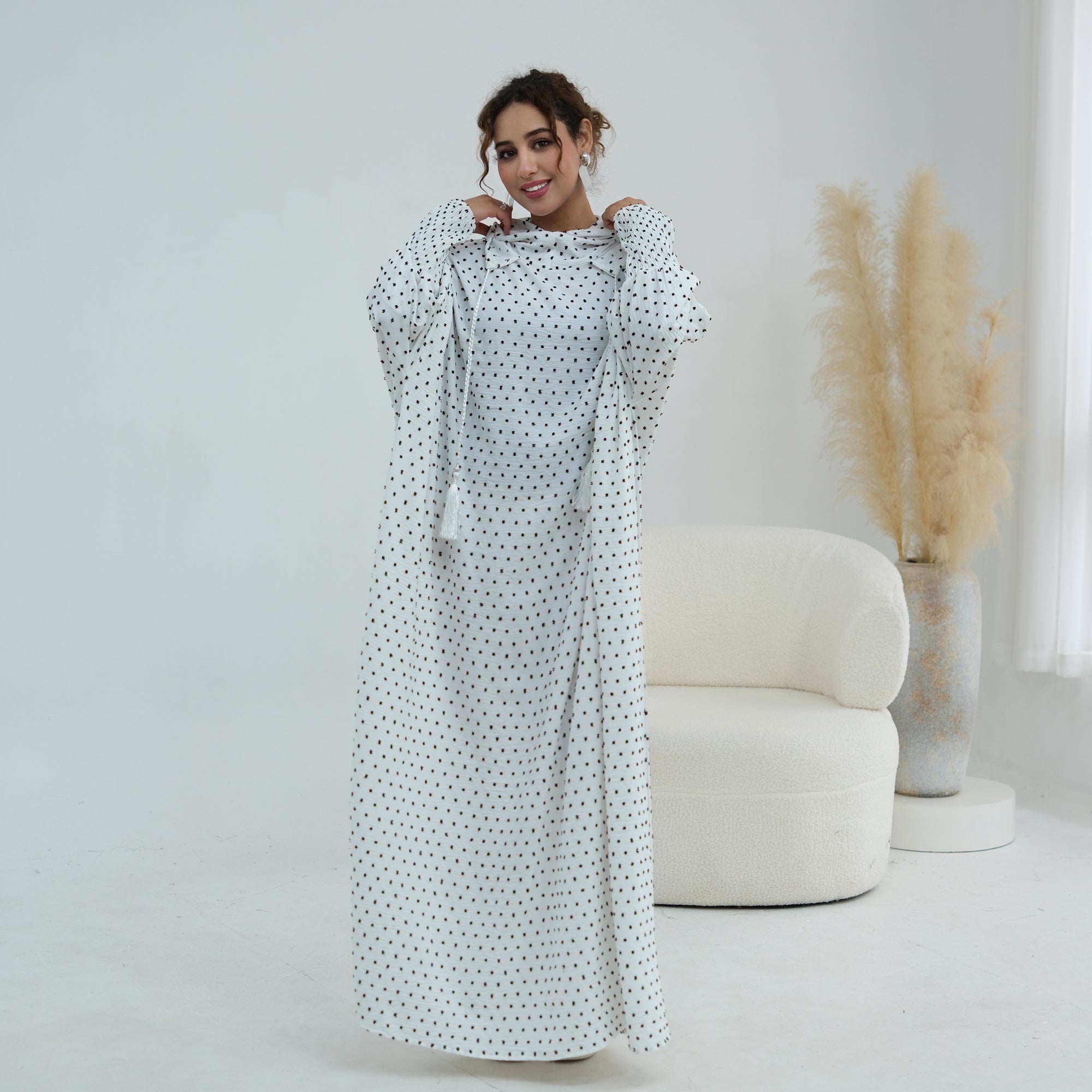 Tight cuff polka dot embroidery loose large dress LR1196