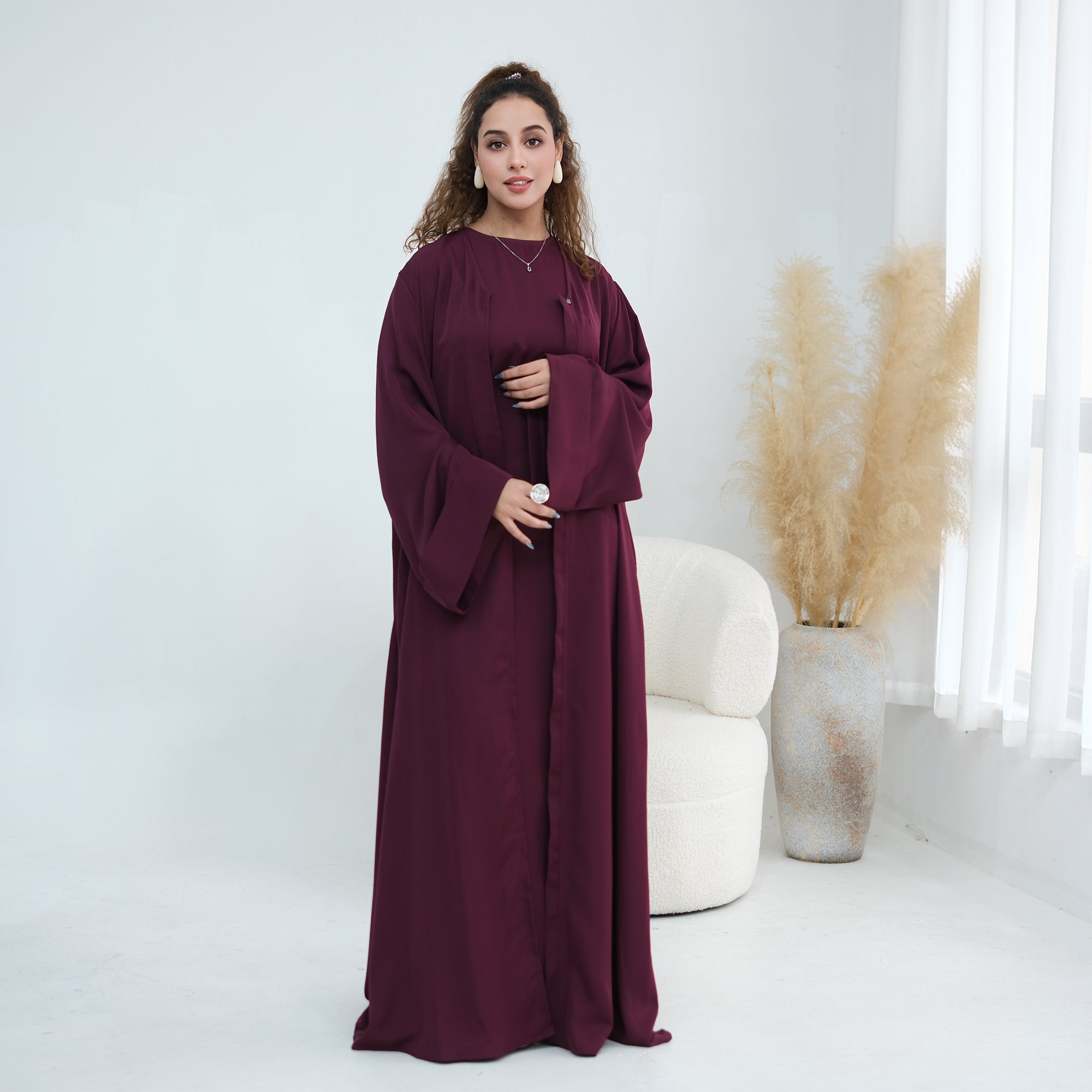 Long sleeved solid color plus size cardigan 1281+sleeveless inner layer 1266