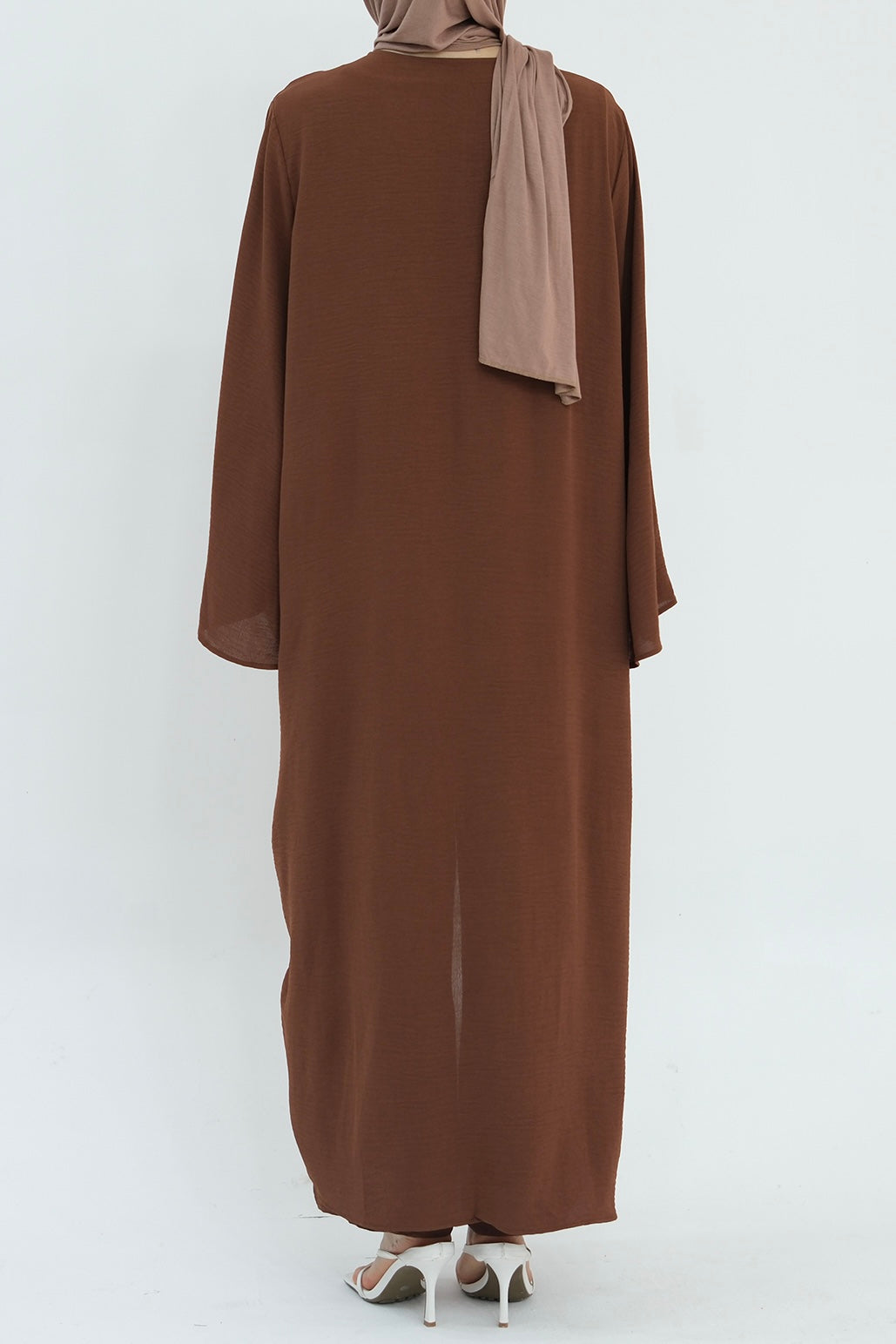 Sadia Stylish Casual Three Piece Abaya Set 779 - Coffee