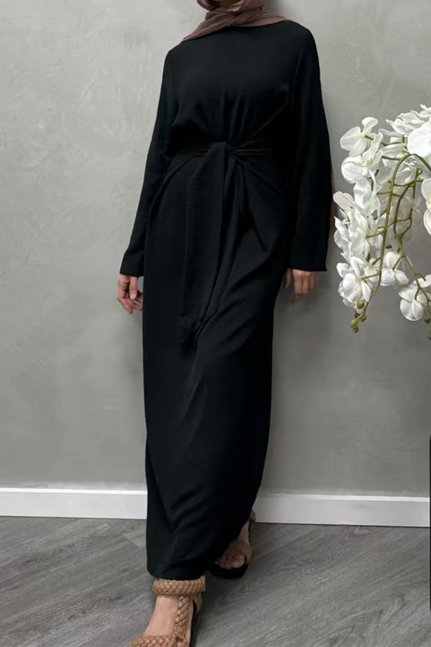 Hanadi Wrap Maxi Dress Abaya 822 - Black
