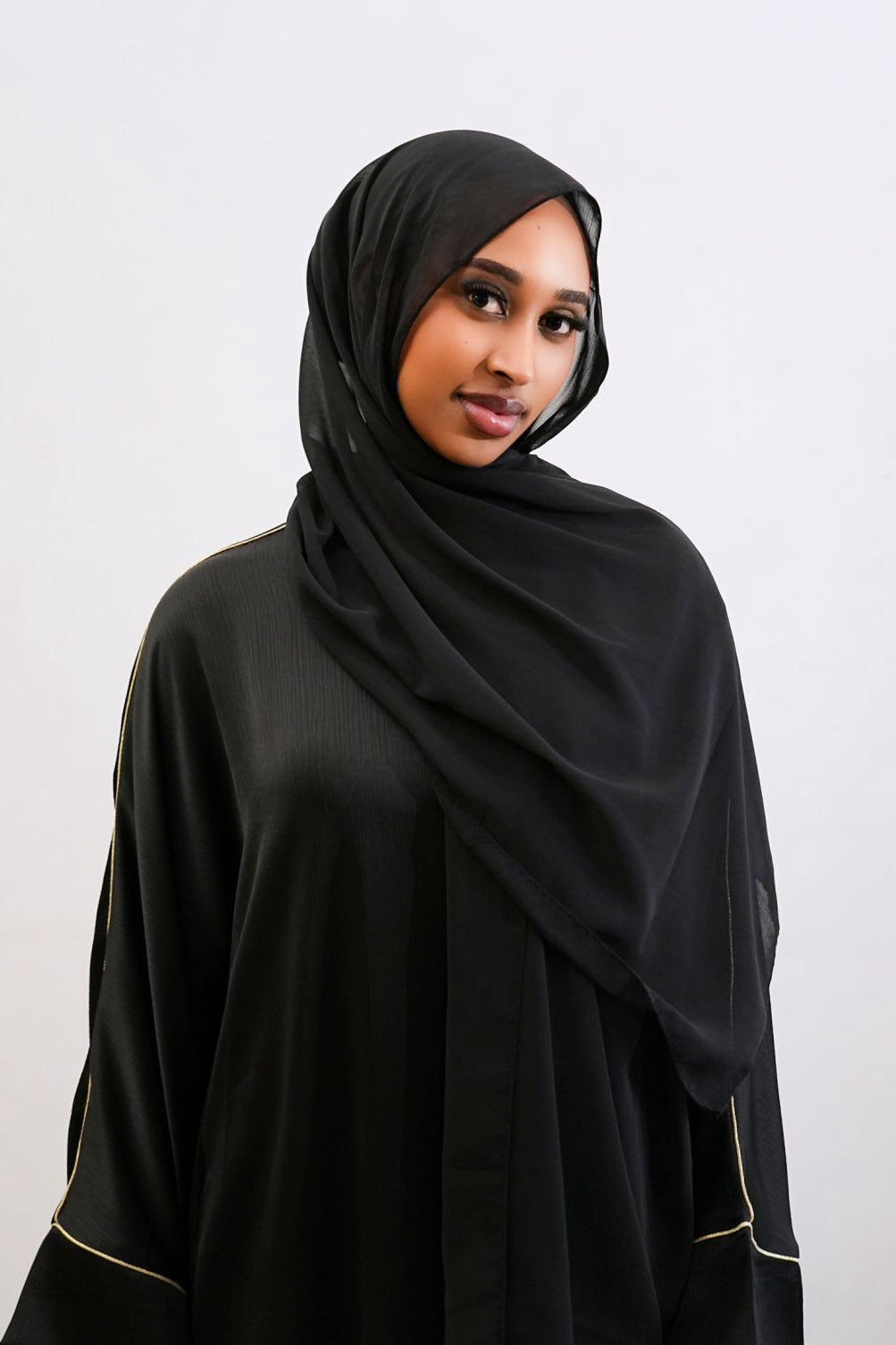 Inaya Trimmed Maxi Dress Abaya 937 - Black