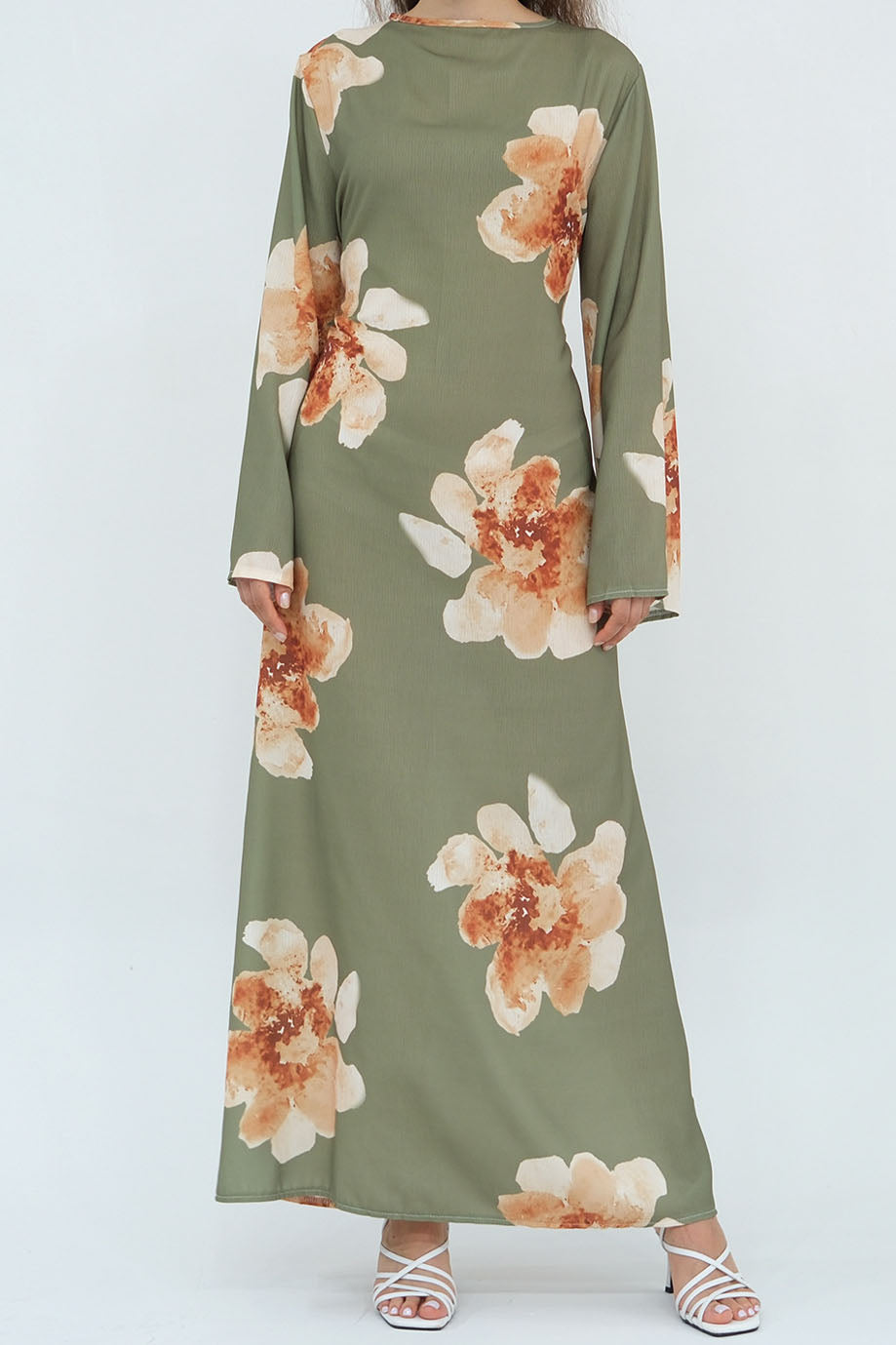 Florena Printed Maxi Dress Abaya 1063 – Green