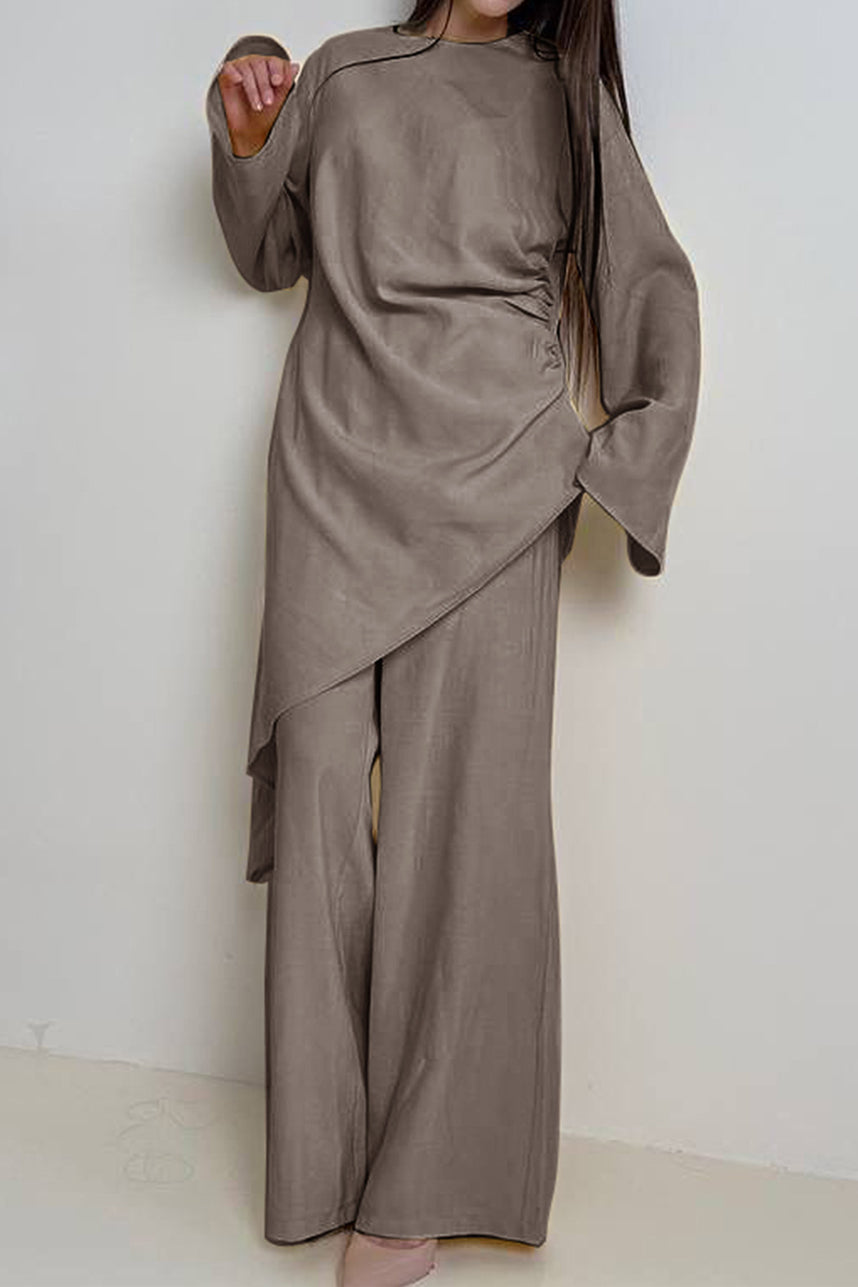 Solaya Draped Asymmetrical Modest Ensemble 1105 – Taupe