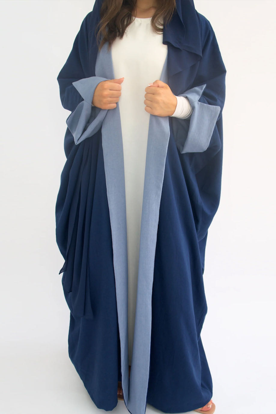 Celira Reversible Elegant Open Abaya Cardigan 736 – Blue