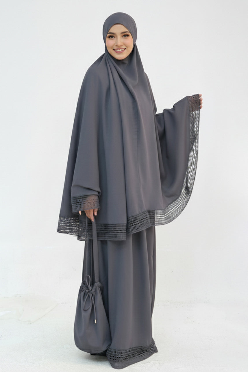 Azura Breathable Fabric Modest Prayer Set 956 – Charcoal