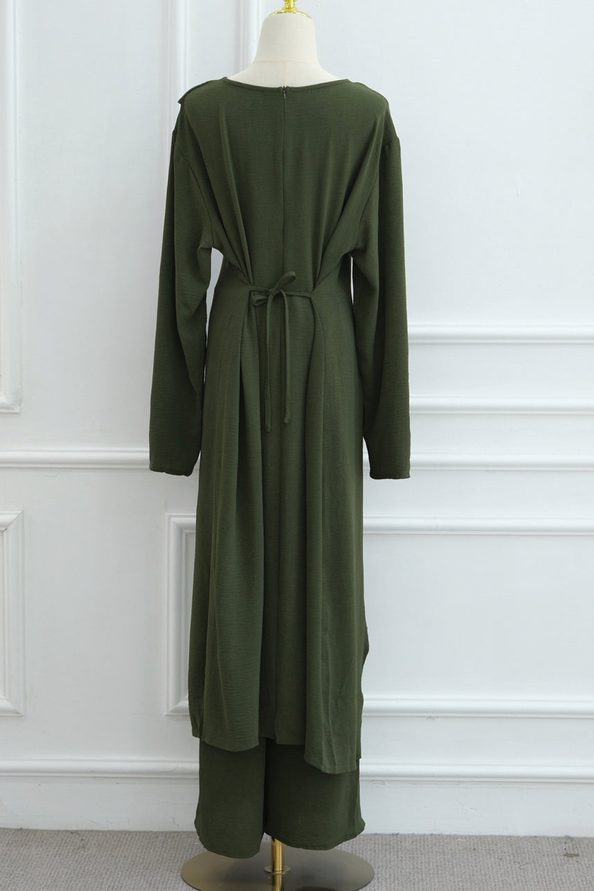 Elowen Elegant Draped Modest Ensemble 1103 – Green