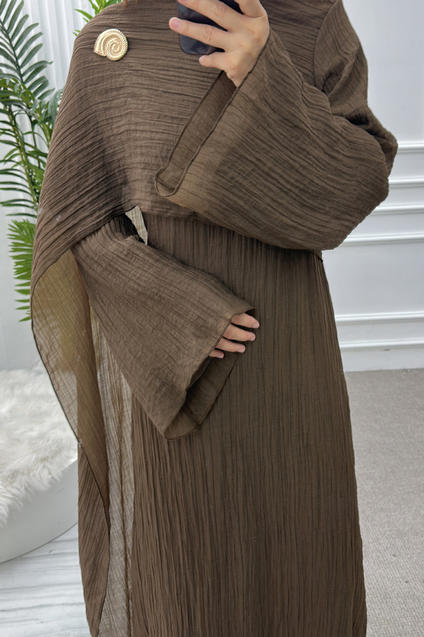 Serenne Double-Layer Elegant Modest Dress 1088 – Coffee