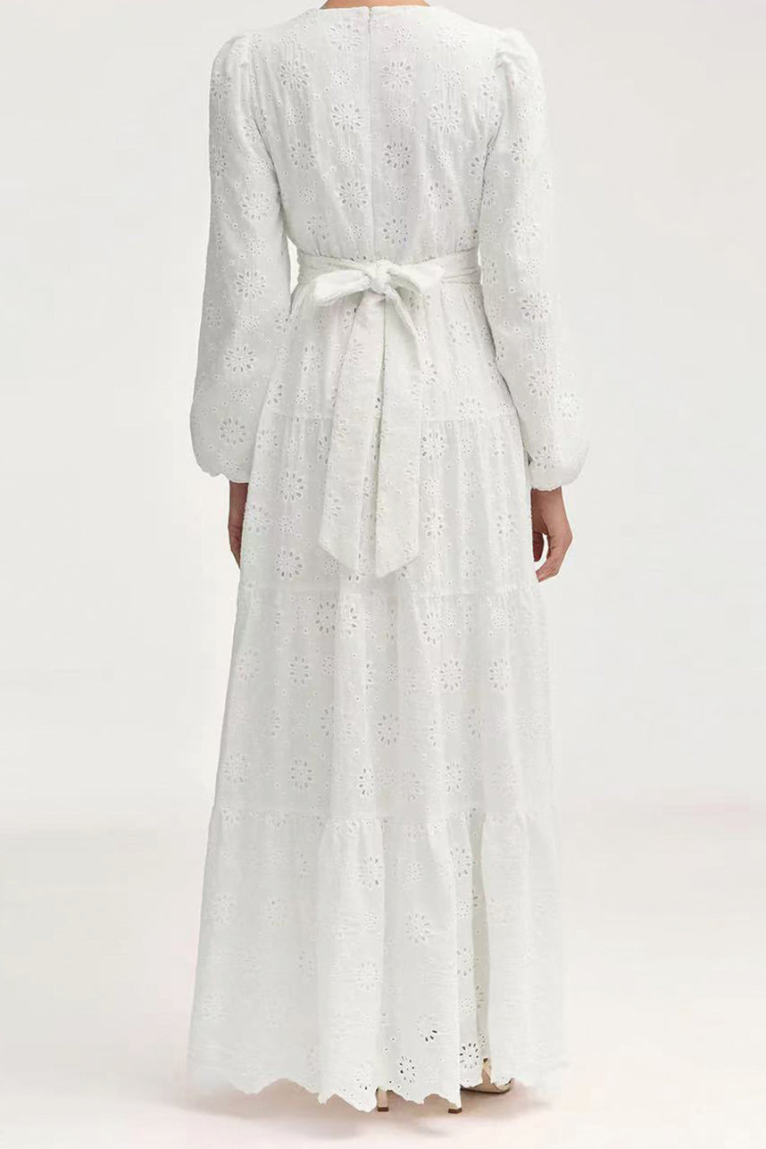 Faye Cotton Embroidered Modest Dress 1066 – White