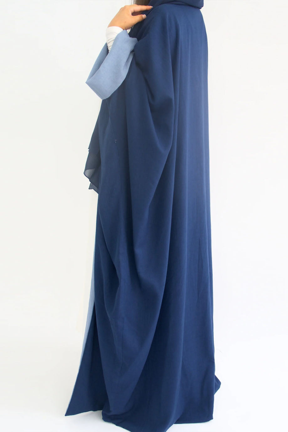 Celira Reversible Elegant Open Abaya Cardigan 736 – Blue