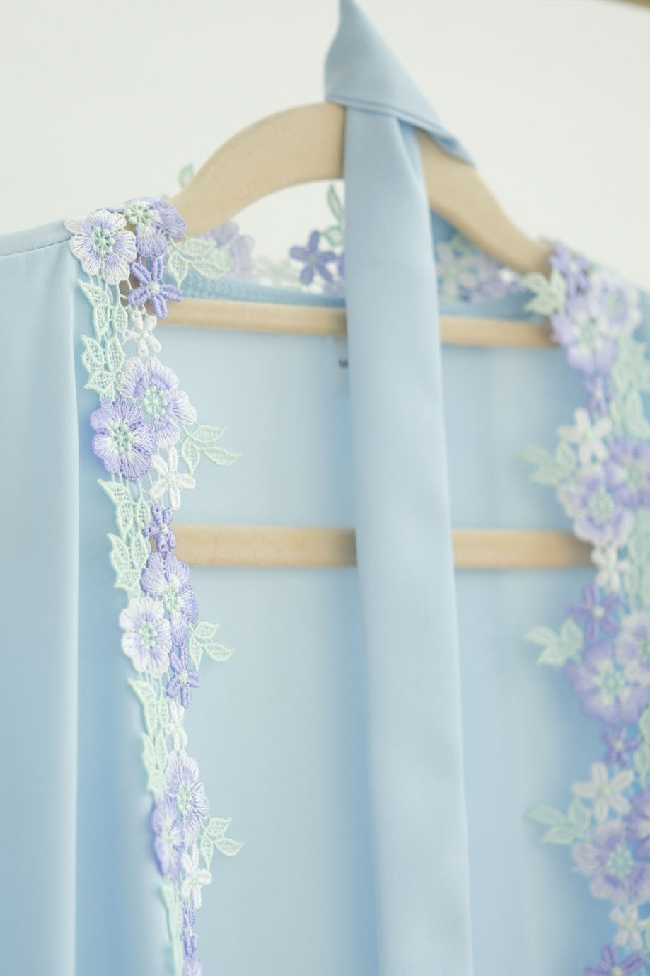 Alara Floral Embroidered Open Abaya Cardigan 1078 – Blue