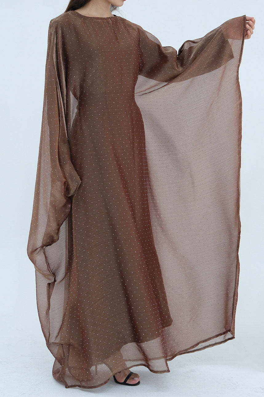 Aria Rhinestone-Embellished Elegant  Dress 1045 – Khaki