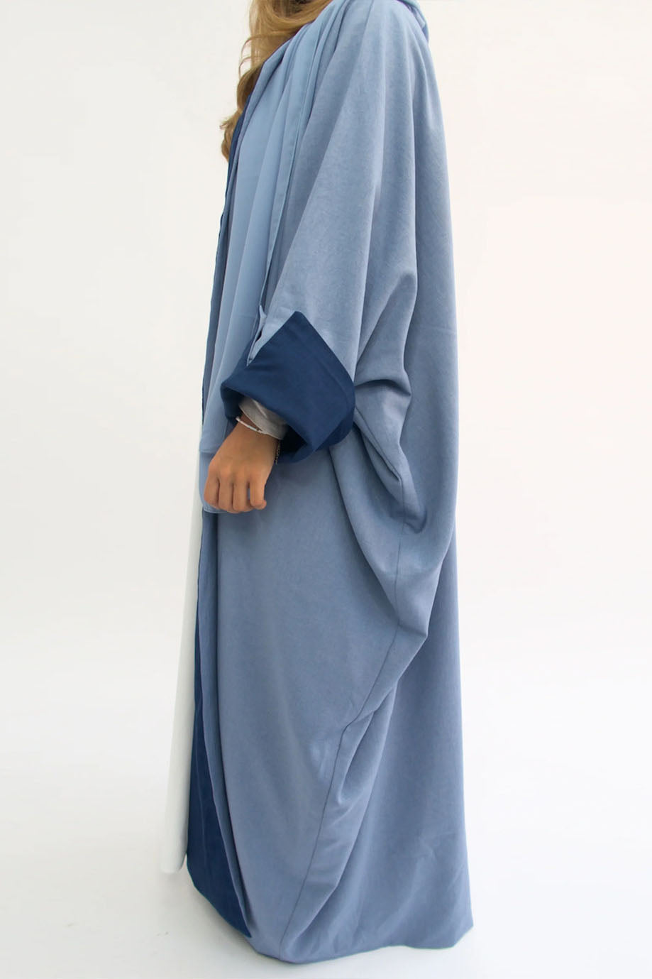 Celira Reversible Elegant Open Abaya Cardigan 736 – Blue