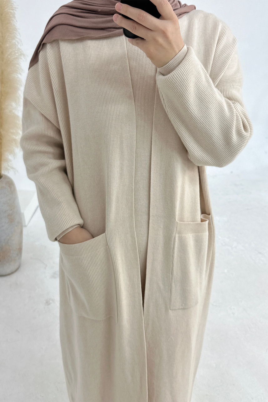 Knitveil Cardigan & Sleeveless Dress Set 906➕907 – Oatmeal