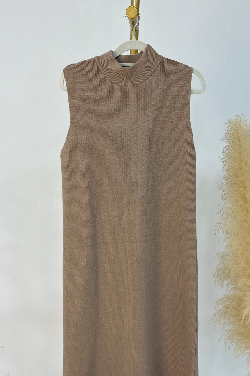 Knitveil Cardigan & Sleeveless Dress Set 906➕907 – Taupe