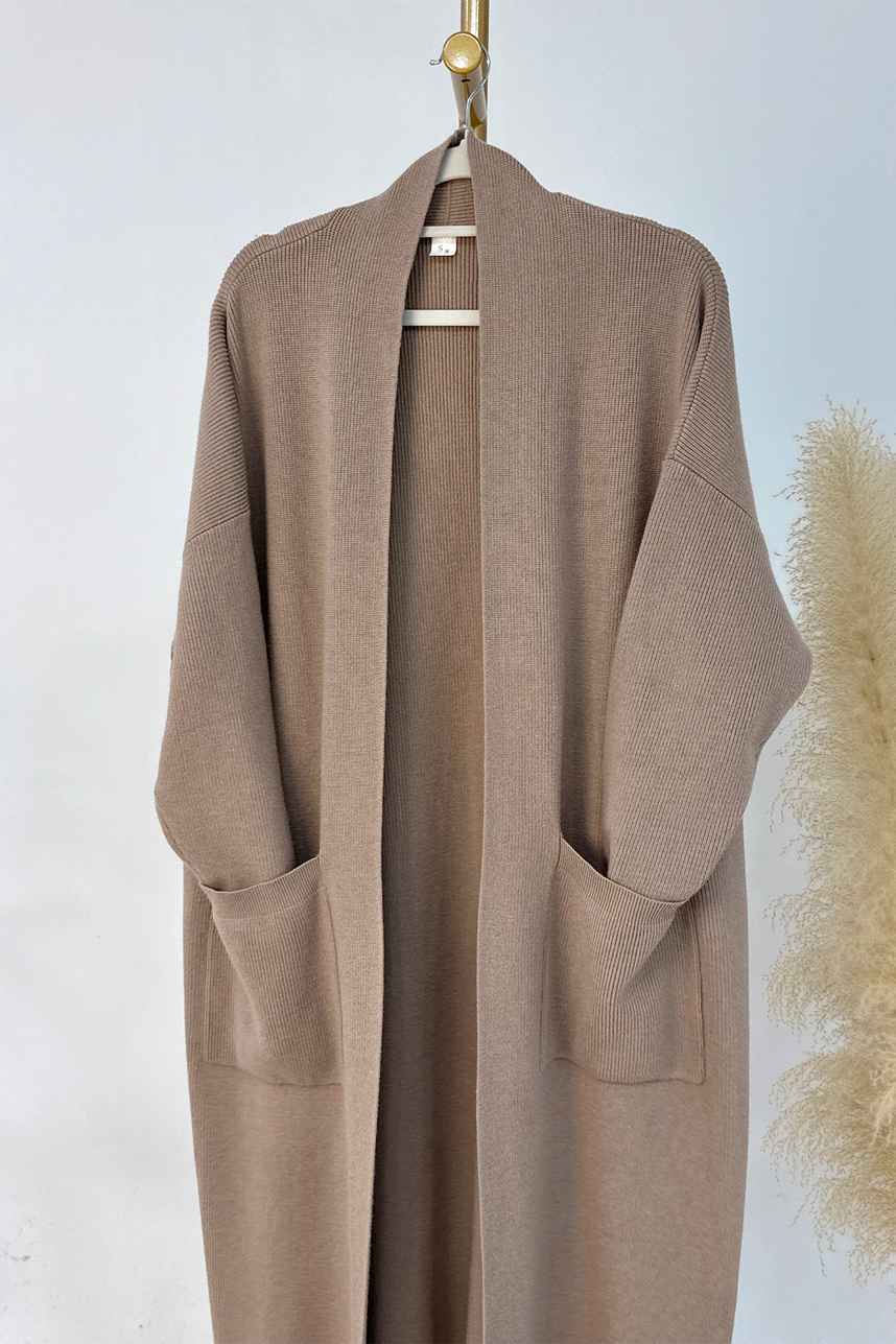 Knitveil Cardigan & Sleeveless Dress Set 906➕907 – Taupe