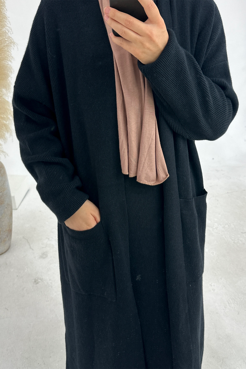 Knitveil Cardigan & Sleeveless Dress Set 906➕907 – Black