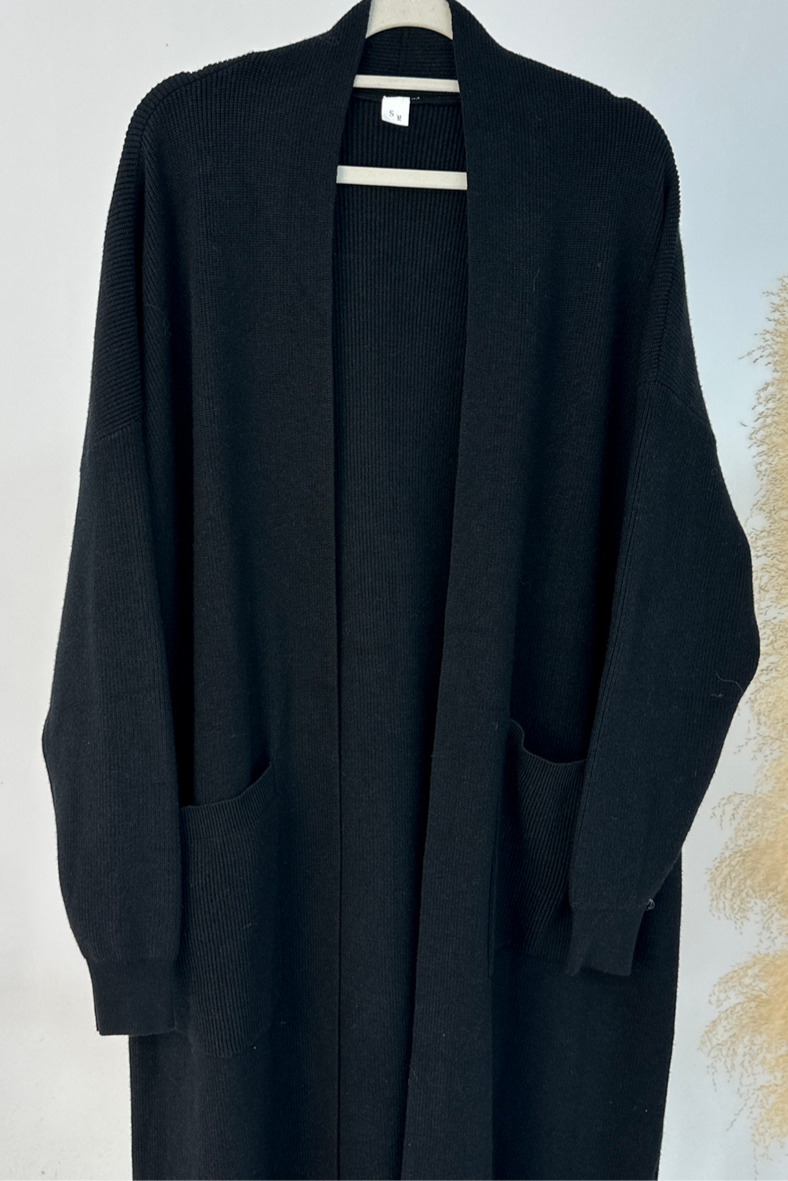 Knitveil Cardigan & Sleeveless Dress Set 906➕907 – Black