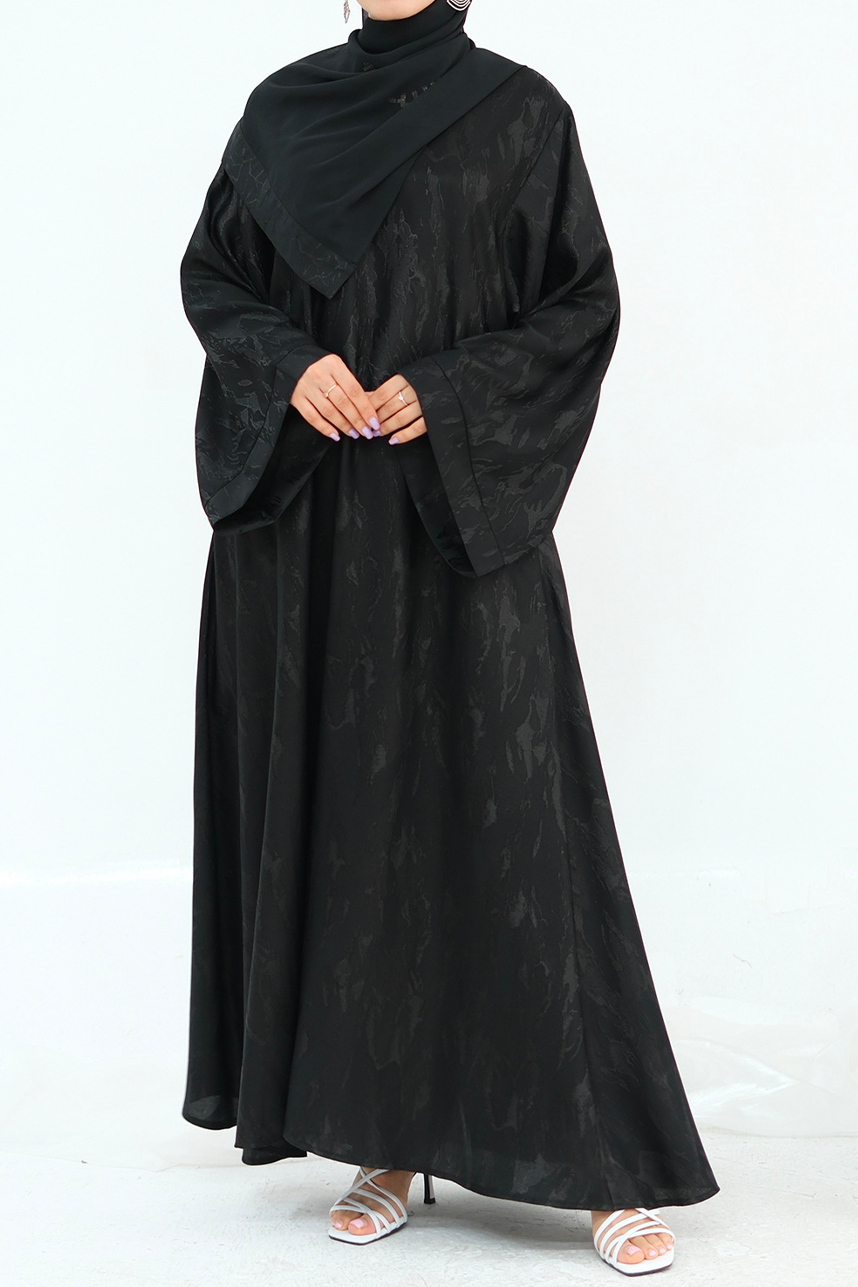 Opaline Textured-Jacquard Modest Maxi Dress DB001 – Black