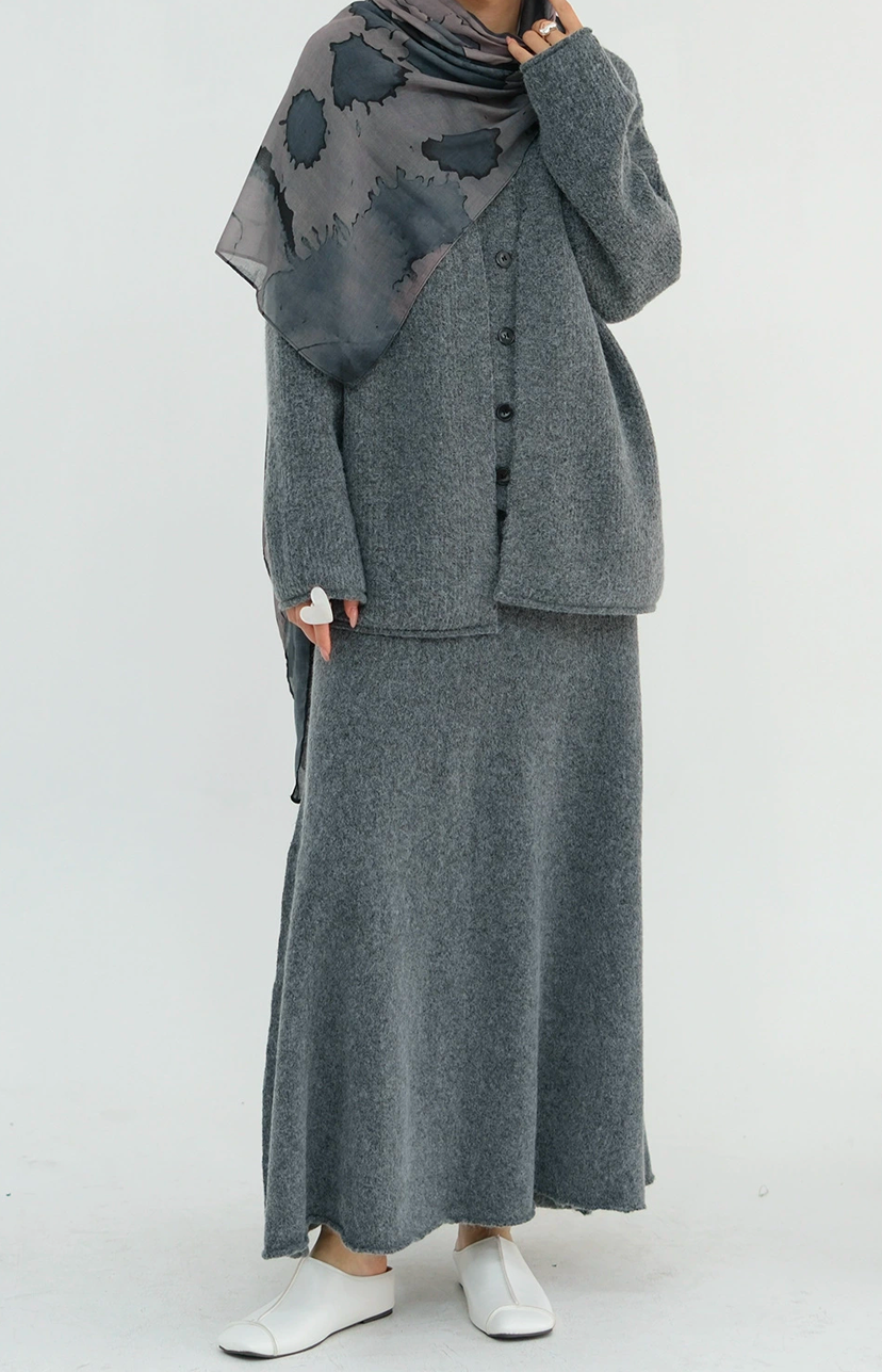 Hearth Soft-Knit Modest Three-Piece Set 010 – Charcoal Grey