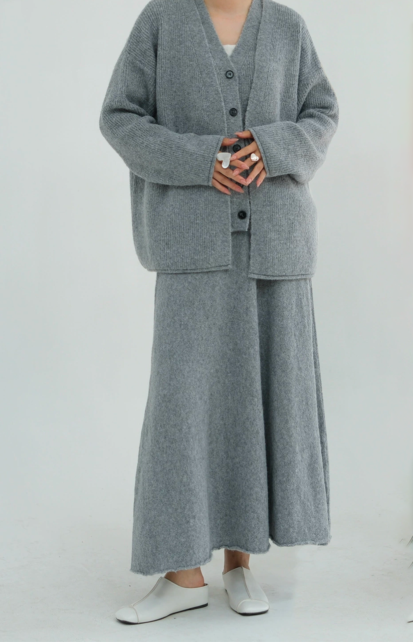Hearth Soft-Knit Modest Three-Piece Set 010 – Light Grey