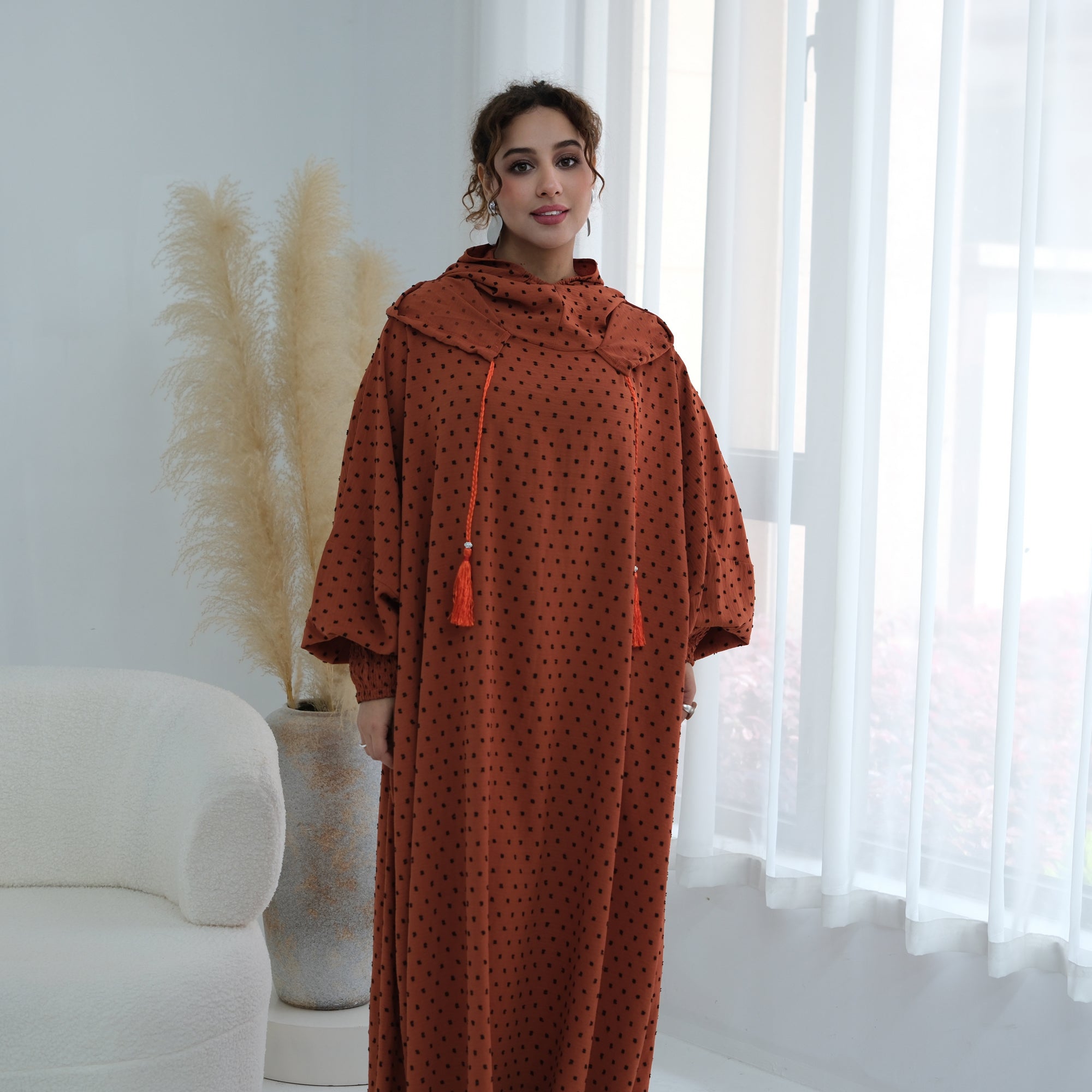 Tight cuff polka dot embroidery loose large dress LR1196