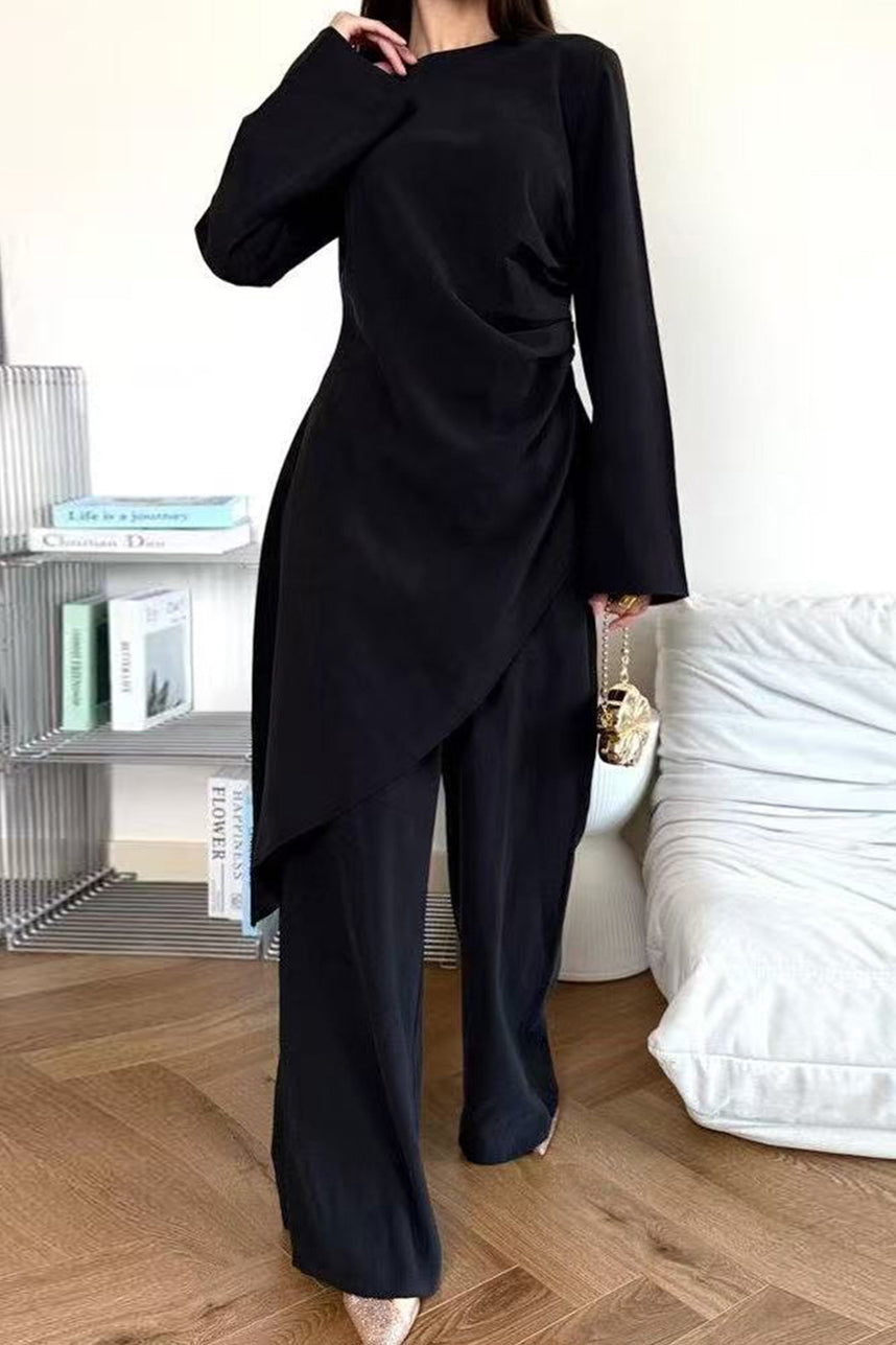 Solaya Draped Asymmetrical Modest Ensemble 1105 – Black