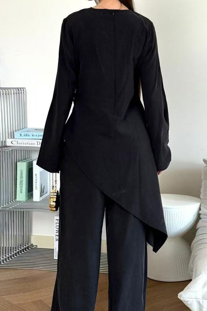 Solaya Draped Asymmetrical Modest Ensemble 1105 – Black